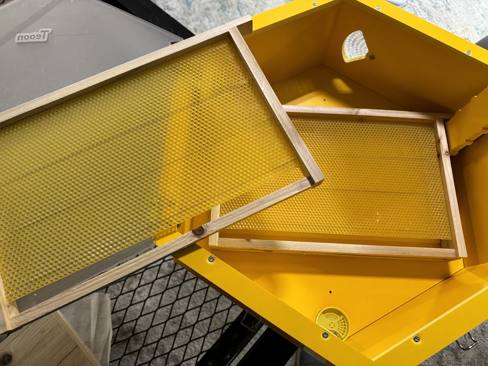 Observation Beehive Starter Kit with 3 Frames & 6 Honeycomb Trays, Wall-Mounted Hexagon Bee Hive with Acrylic Viewing Window, Medium Size for Indoor, Garden, or Educational Beekeeping customer photo 2