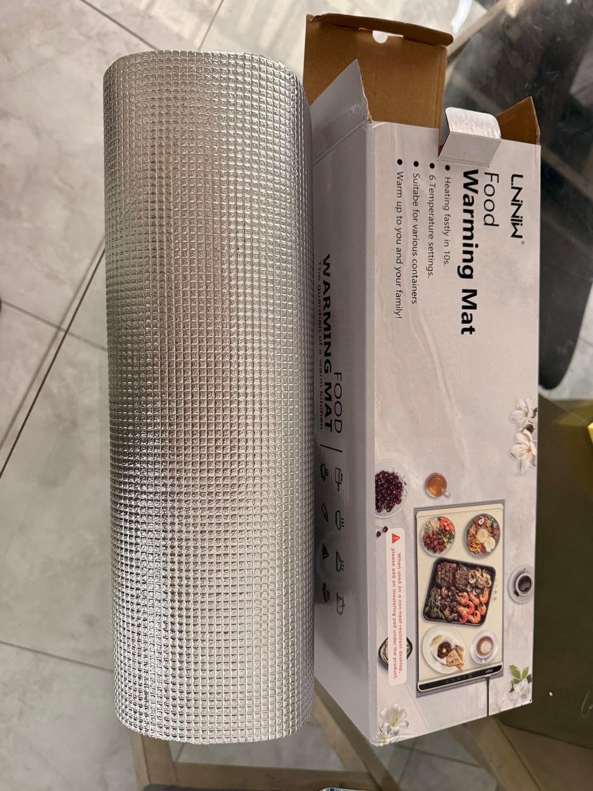 Warming Mat for Food, 26x15 Inch, Off White, Fast Heat, Child Lock customer photo 1