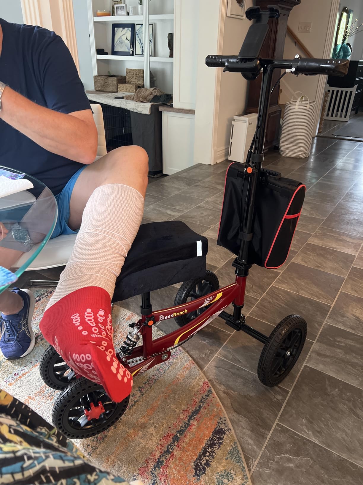 BlessReach All Terrain Knee Scooter for Adults Foot Injuries,11” Big Wheels customer photo 2