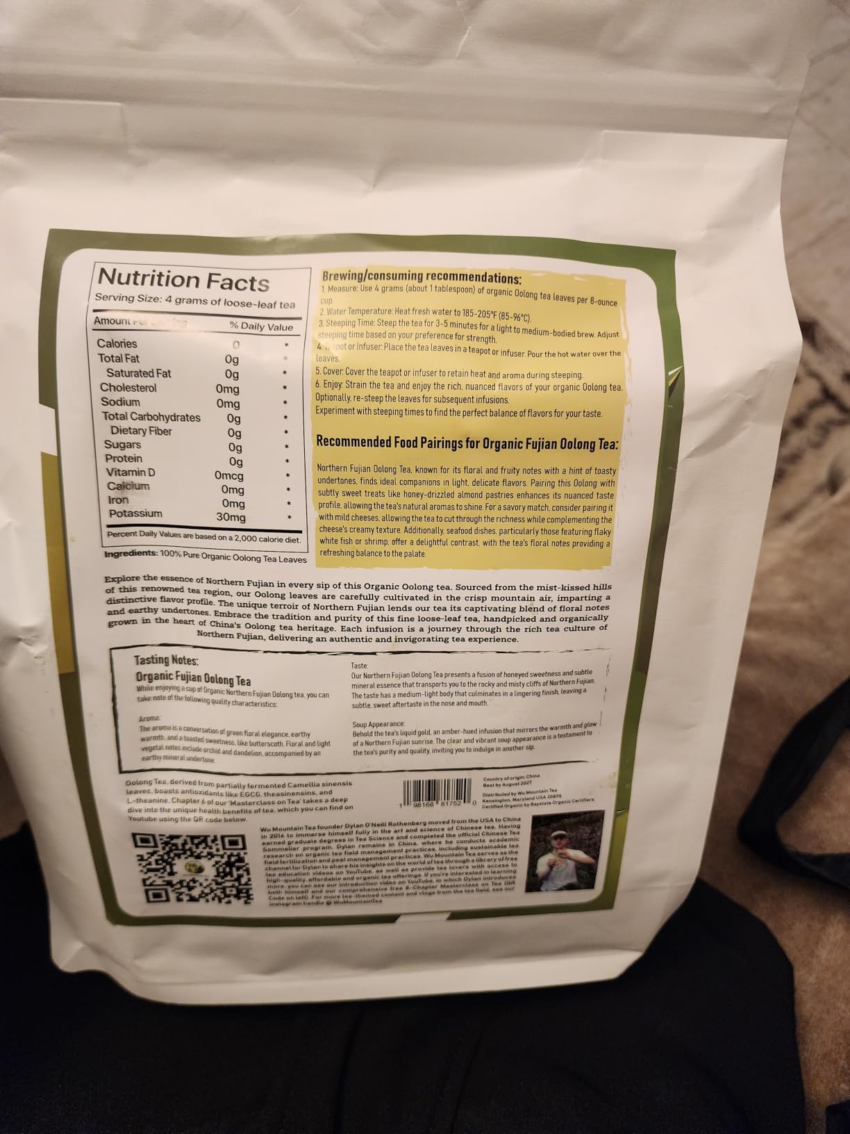 Wu Mountain Tea Organic Oolong Tea Loose Leaf, 1 lb - Premium Whole Leaf Chinese Oolong Tea Leaves, Smooth & Aromatic customer photo 1