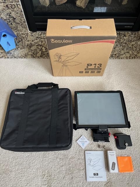 Desview P13 Teleprompter 13 Inch Aluminum Alloy with High Definition Glass, Compatible with iPad Tablet Phone DSLR, Portable No-Assembly Design for Video Recording customer photo 1