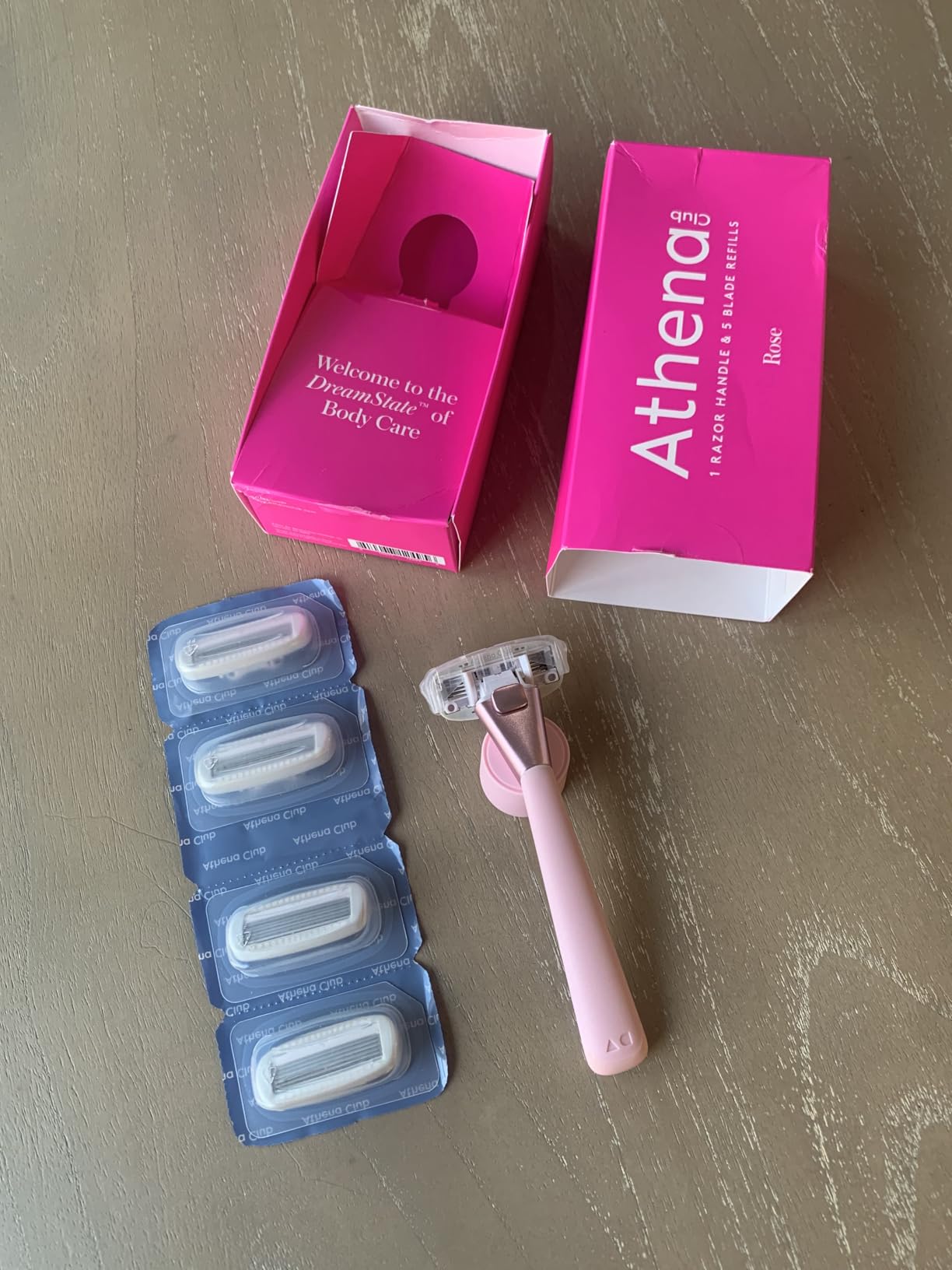 Athena Club Women's Razor Kit, 5-Blade Razor, Rose, 5 Refills | Shea Butter & Hyaluronic Acid Infused Razors for Women, Includes Handle, 5 Refills & Magnetic Shower Hook, Sensitive Skin customer photo 1