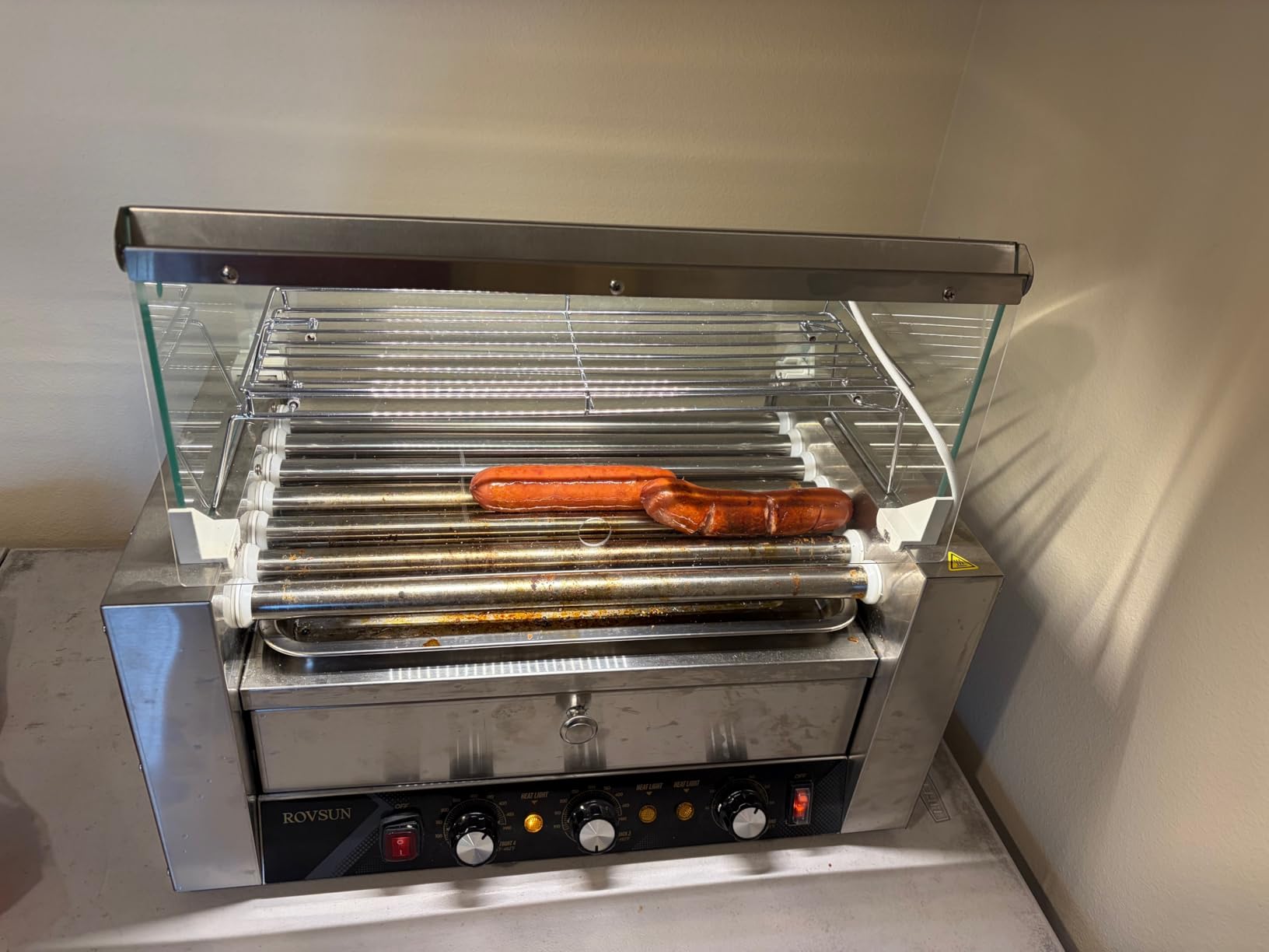 ROVSUN Hot Dog Cart for 5-7 Rollers Hot Dog Machine w/Storage Bin & Shelves, Heavy-Duty Steel Mobile Stand for Concession Stands, Fairs, Events customer photo 1