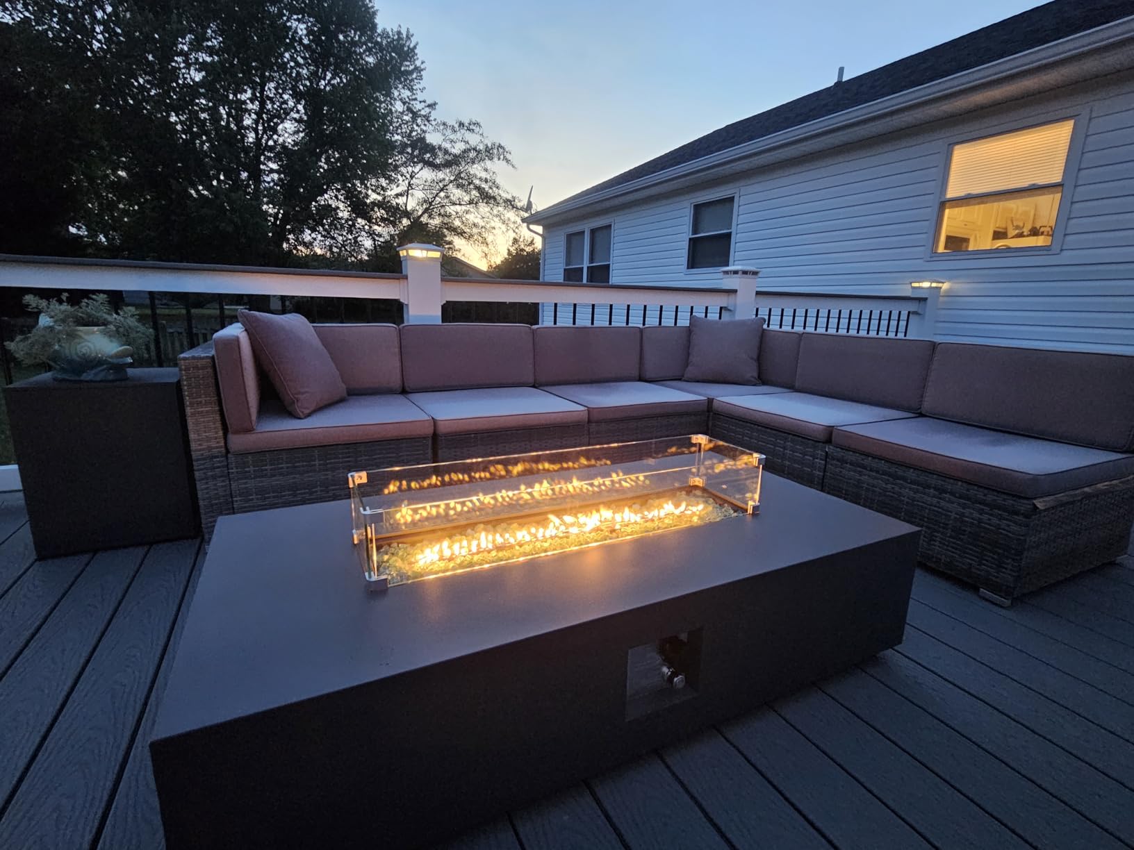UPHA 56-inch Outdoor Propane Gas Fire Pit Table, Grey customer photo 1
