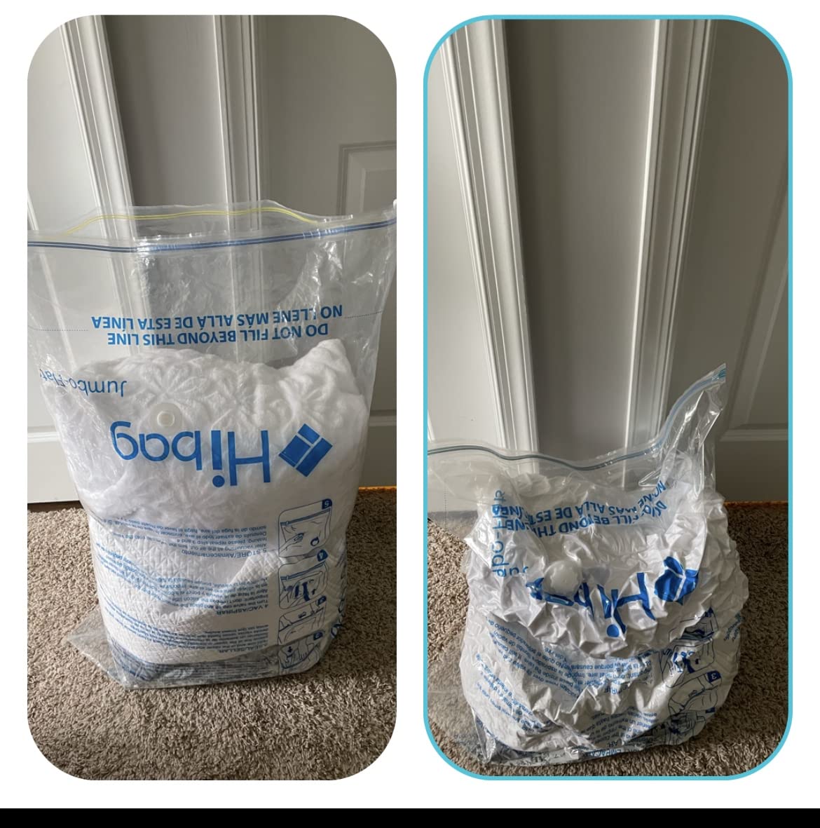 HIBAG Vacuum Storage Bags with Electric Pump, Vacuum Seal Bags for Clothing, Pillows, Blanket Bedding Comforters, 20 pack customer photo 2