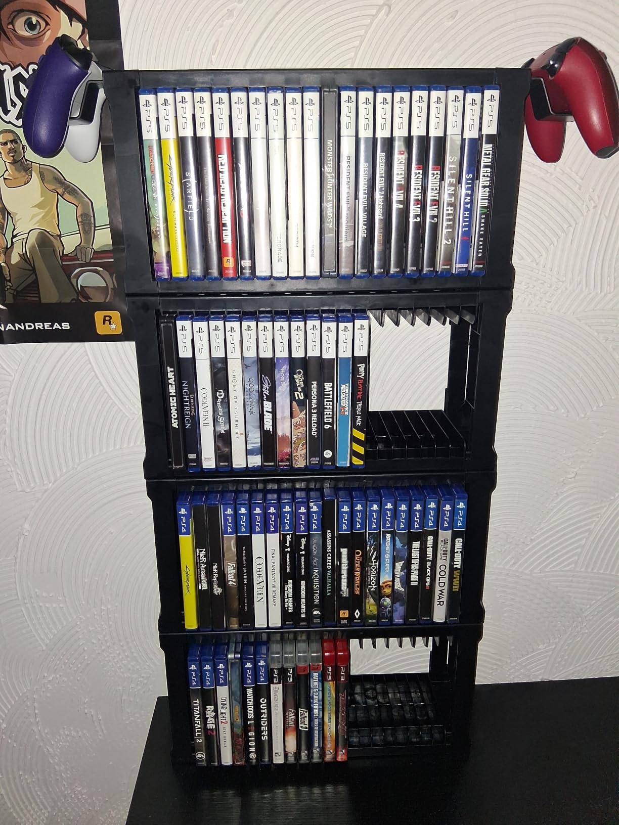Kytok Video Game Disc Rack Tower Video Game Storage Universal for PS5/PS4/ XBOX One/Series/Nintendo Switch Game, Game Organizer Shelf Display Stand for Wall Mount/Desk/Floor with Controller Holder customer photo 1