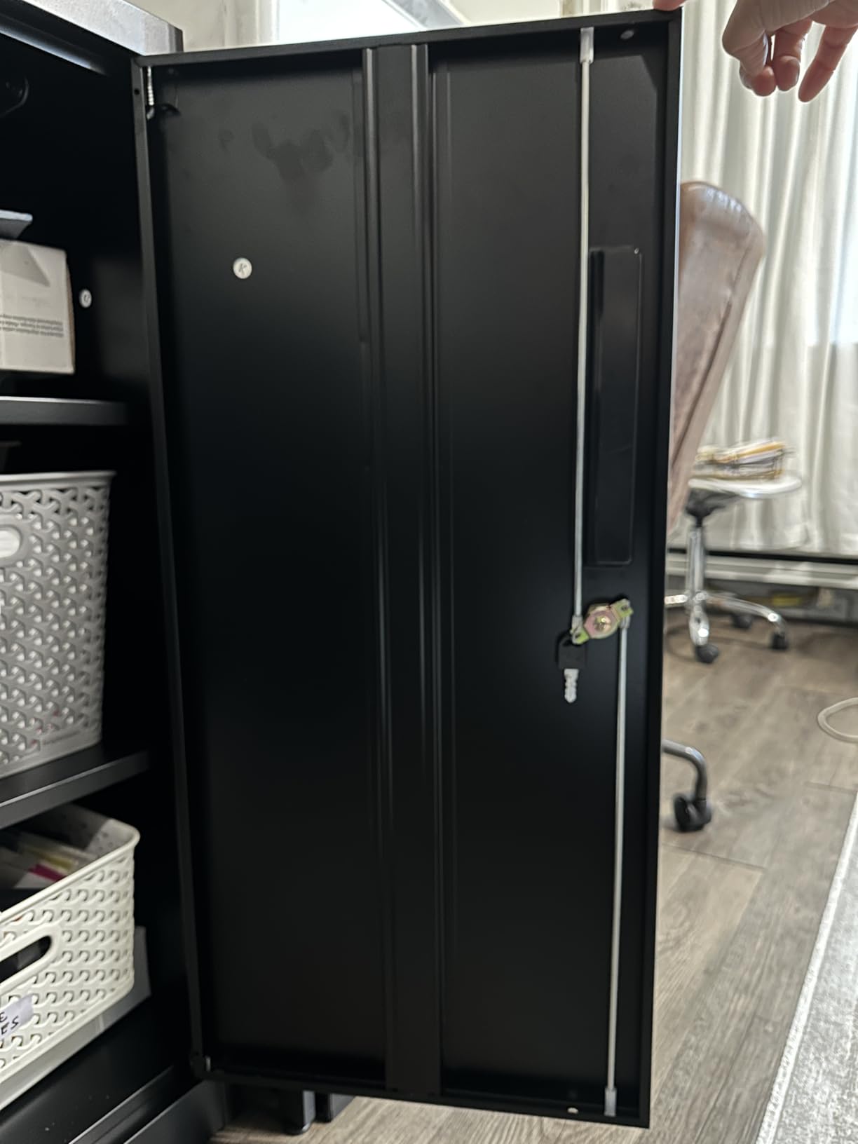 INTERGRAET Metal Storage Cabinet with Adjustable Shelves, Garage Storage Cabinets with Doors and Shelves, File Cabinets for Home Office, Kitchen Pantry Cabinet, 72''H, Black Red customer photo 1