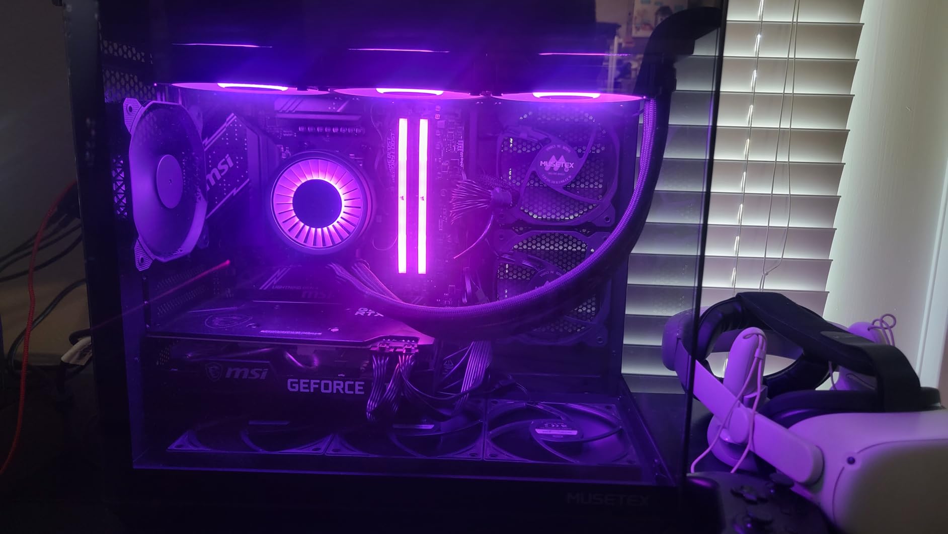 MUSETEX Y6 PC Case, Pre-Installed 4 Non-LED Fans, ATX Mid Tower Case, Computer Case with Type-C, 270° Full View Tempered Glass, Black customer photo 2