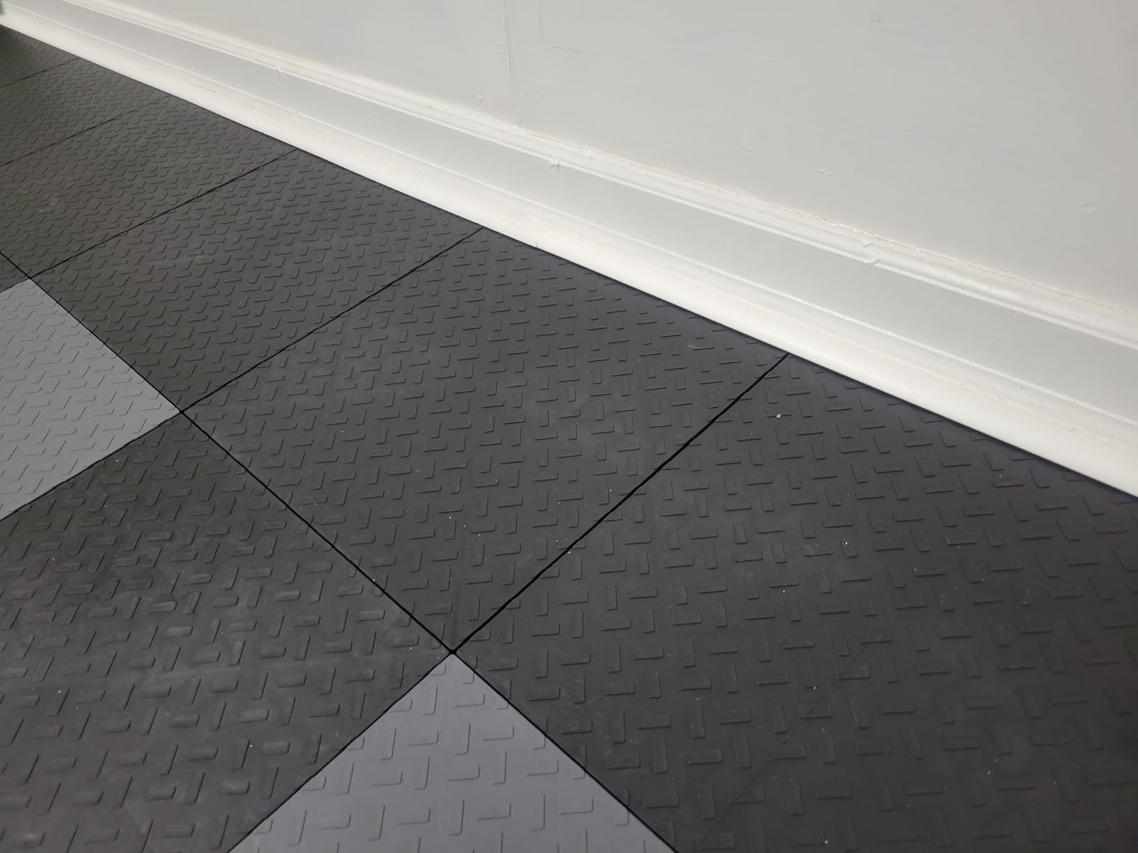 Garage Floor Tiles Interlocking Garage Flooring Tiles Pack of 48 Antislip Oil and Stain Resistant for Garages Shop Floors Basements 40000 LBS Load Capacity (Black, 12 inch x 12 inch, Drain Tiles) customer photo 1