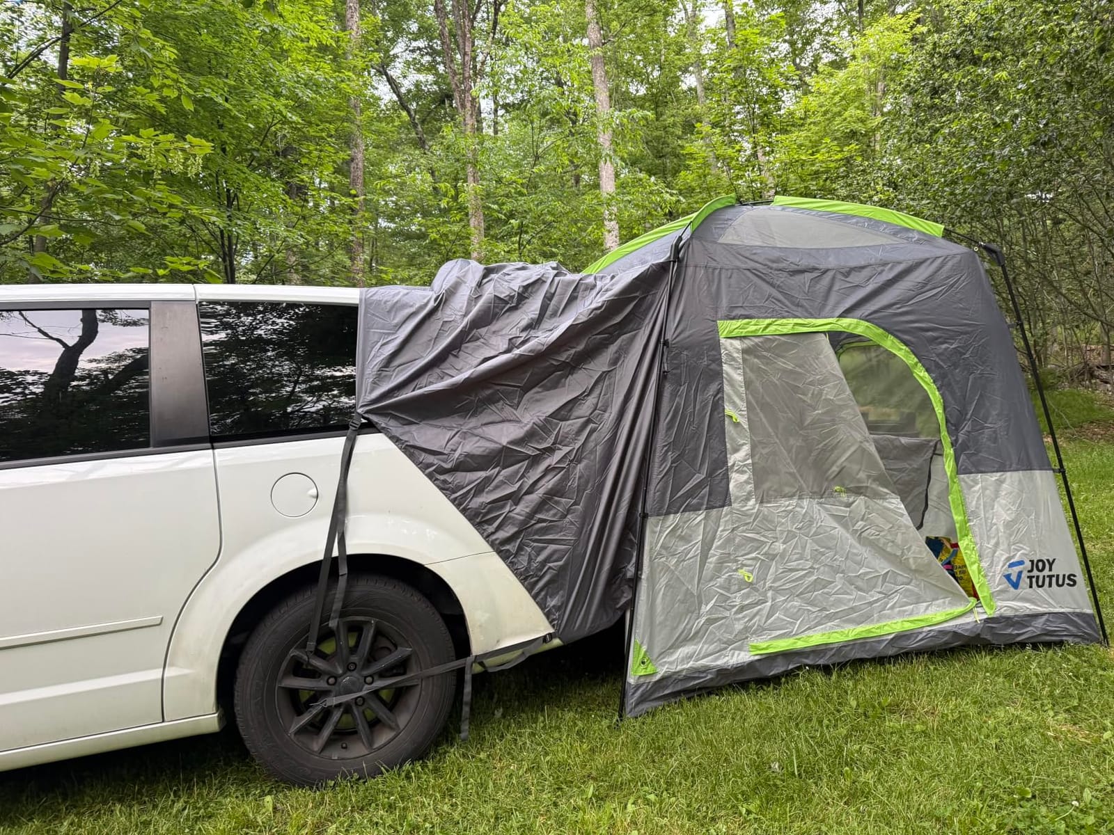 JOYTUTUS Dual-Use SUV Camping Tent with Rainfly, 4-9 Person Car Tent, Thicker Steel Frame, Ventilated Double Door, Movie Screen, Compatible with SUVs, Hatchback Tent customer photo 2