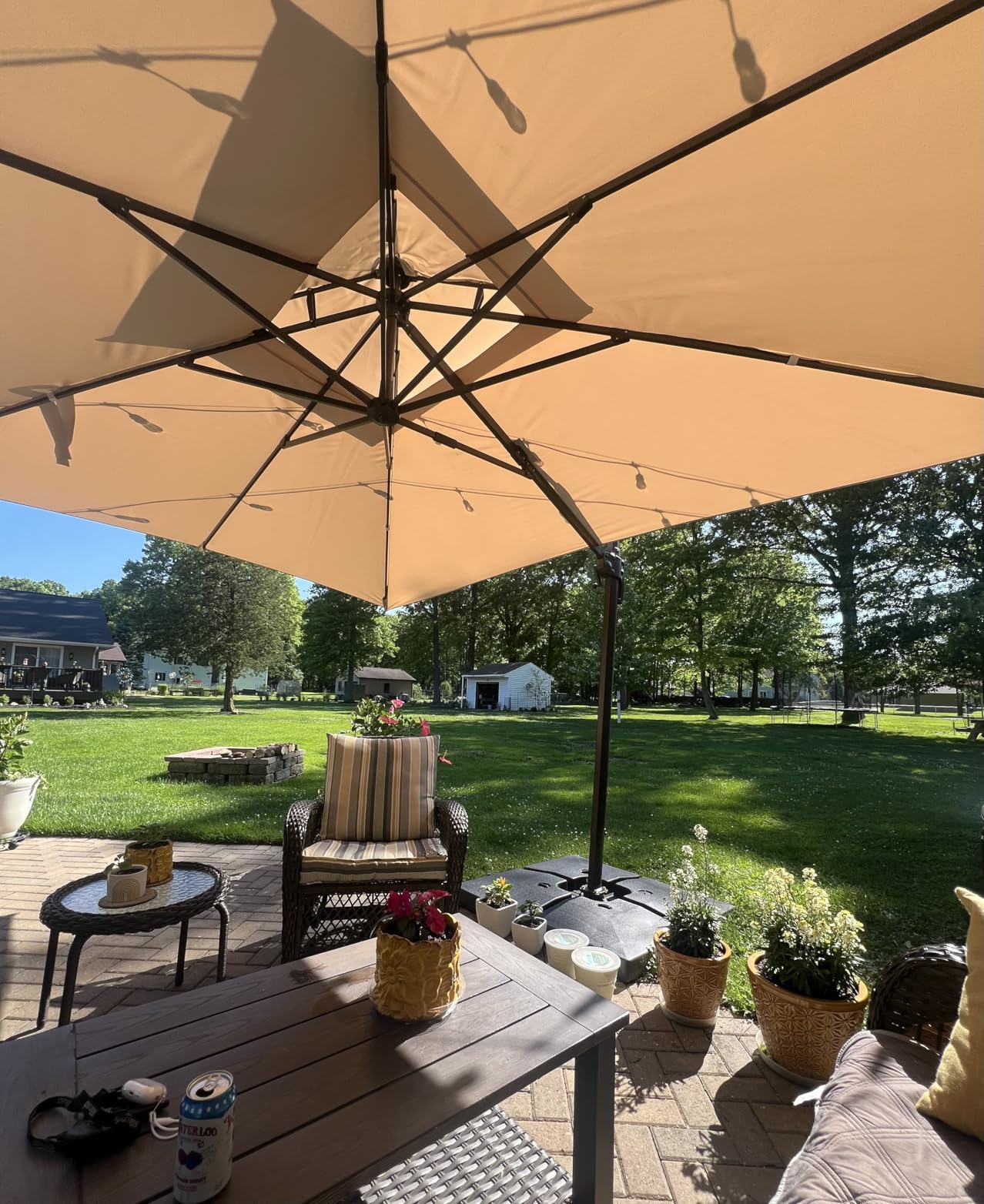 10x13FT Cantilever Outdoor Patio Umbrellas, Double Top Large Rectangle Umbrella, Heavy Duty 360° Rotation Offset Outdoor Sun Shade Umbrella for Garden Deck Pool Backyard Patio, Navy Blue customer photo 1