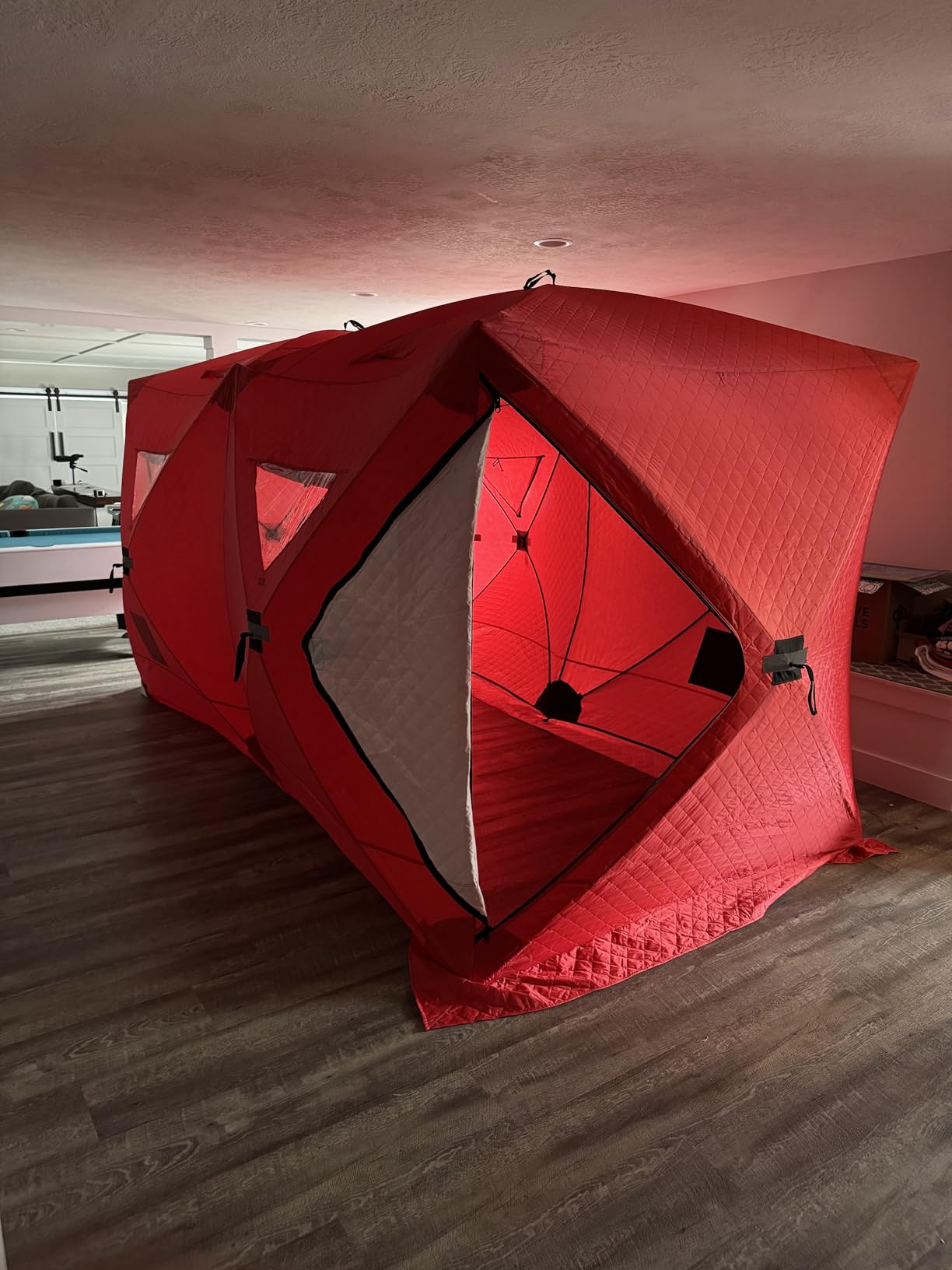 GarveeLife Ice Fishing Insulated Tent, Large Pop-Up Portable Hub-Style Ice Fishing Shelter, 3-4 Person Shelter 68 Square Feet of Fishable Area customer photo 1