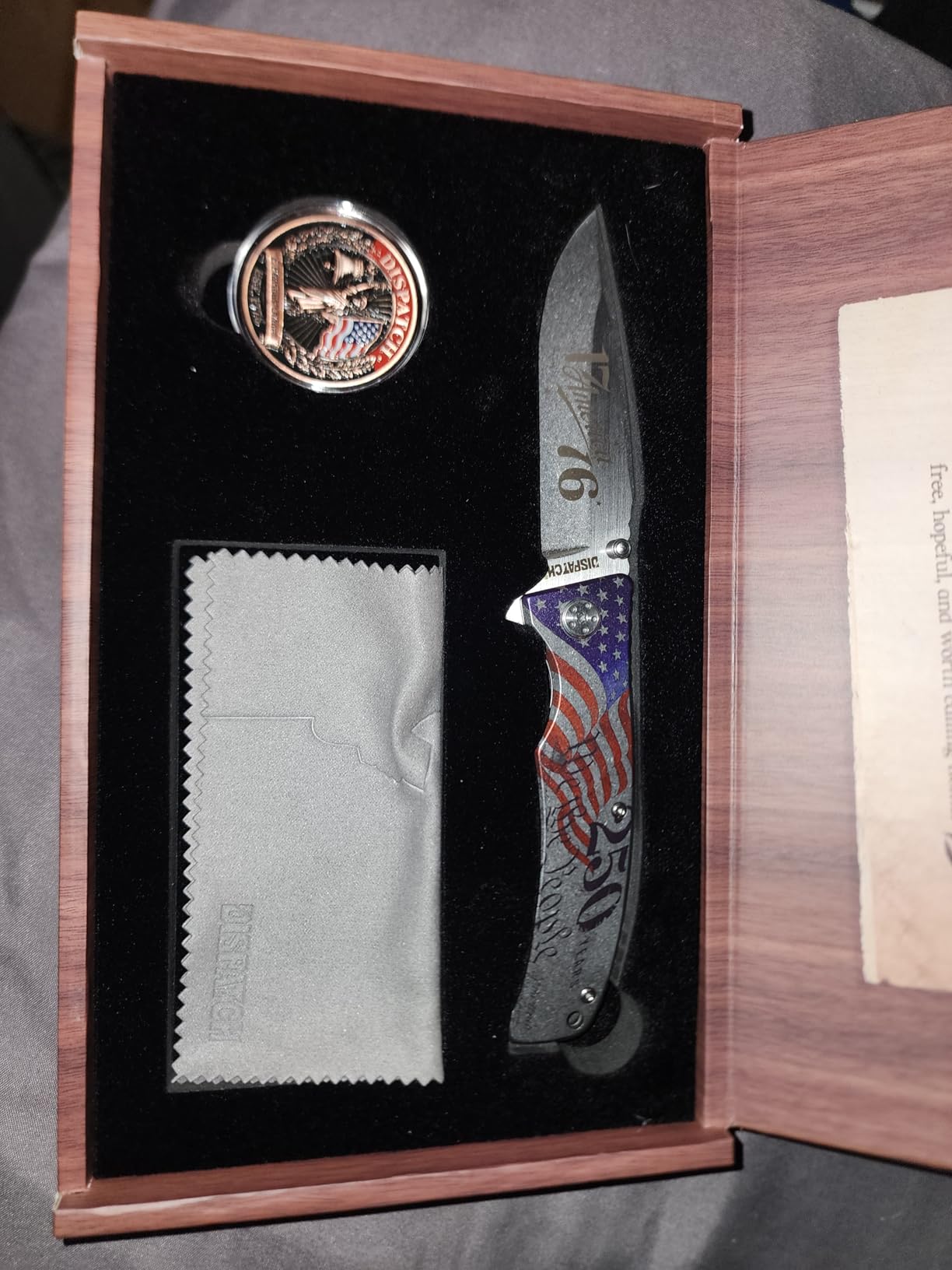 DISPATCH 250th Anniversary Commemorative Folding Knife Gift Set, EDC Pocket Knife with Steel Frame Lock, Stonewashed Stainless Steel Blade, Collectible Coin & Premium Gift Box - Patriotic Gift for Men customer photo 2