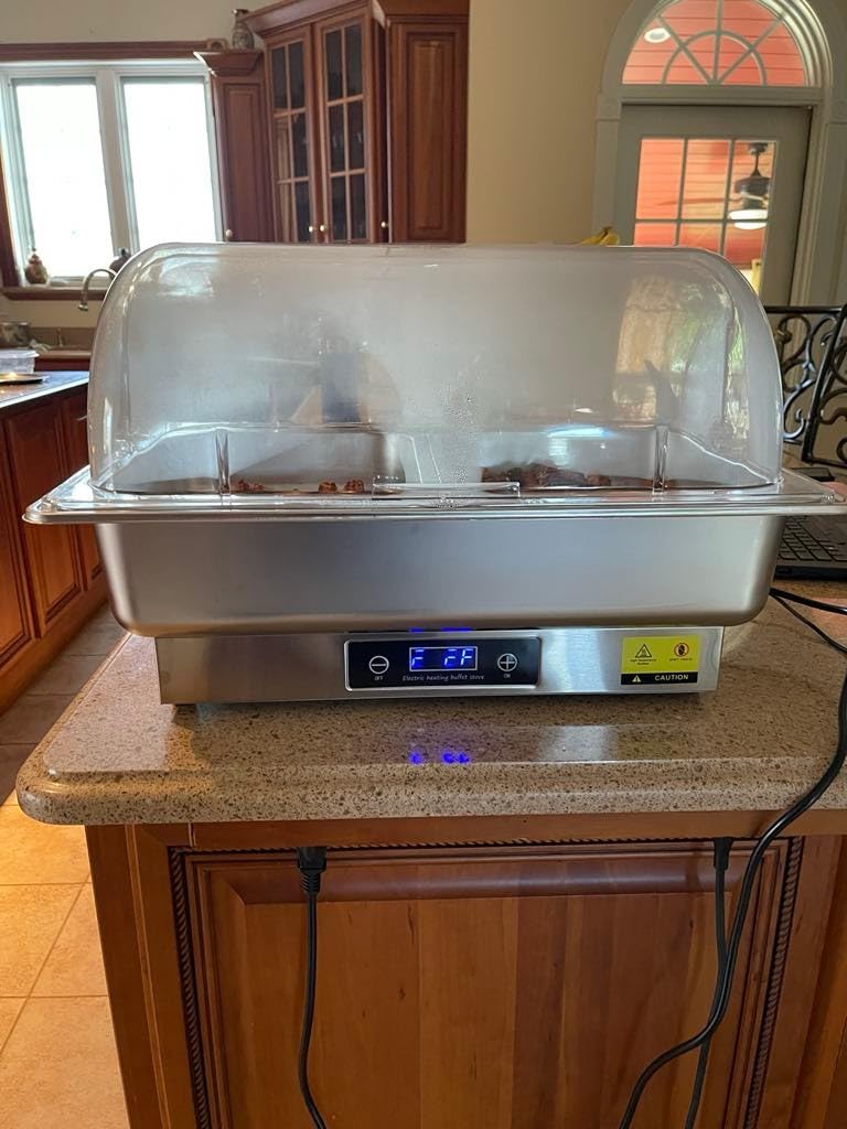 Electric Buffet Server Set with Touch Control, 9QT Three-Section Food Pan (3 × 3QT), Stainless Steel Roll Top Chafing Dish for Catering Buffet customer photo 1