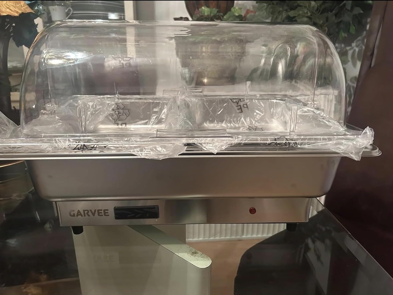 Garvee Electric Chafing Dish Buffet Set, 9 qt Roll Top Food Warmer with Transparent PC Lid, with 1 Full-Size Pan & 2 Half-Size Stainless Steel Chafer for Catering Parties customer photo 2