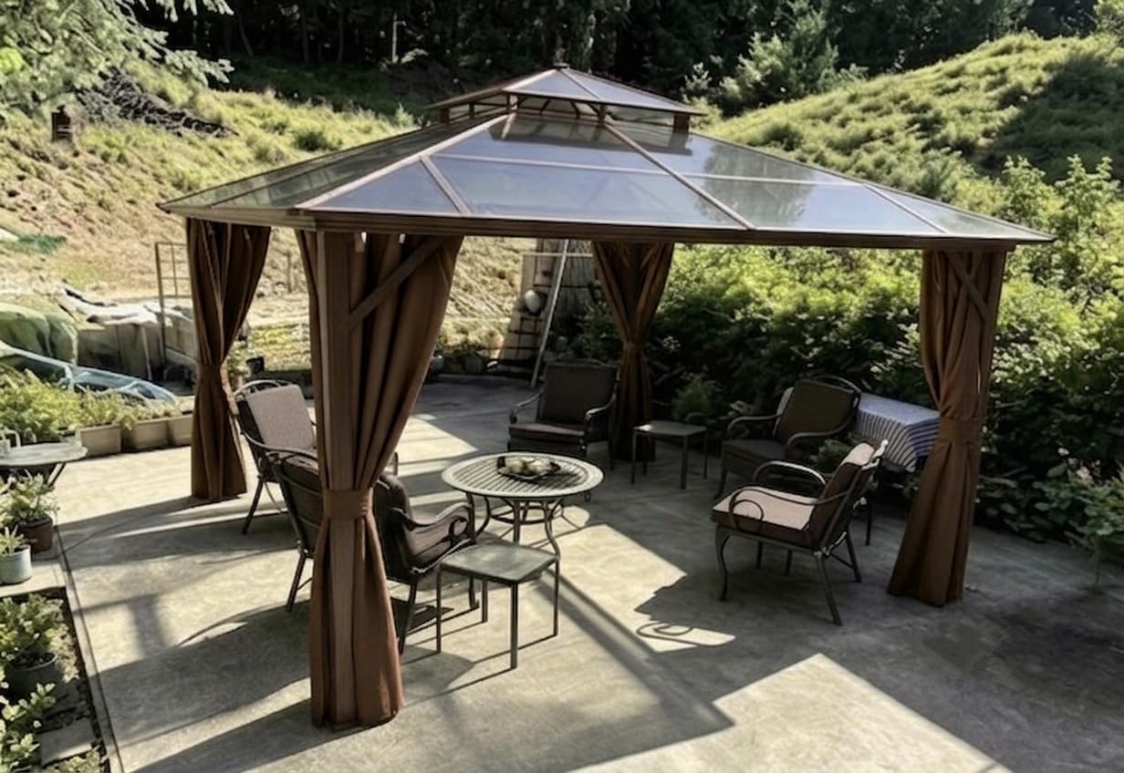 AirWire 8'x8' Hardtop Aluminum Gazebo with Curtains & Netting Dark Gray customer photo 1