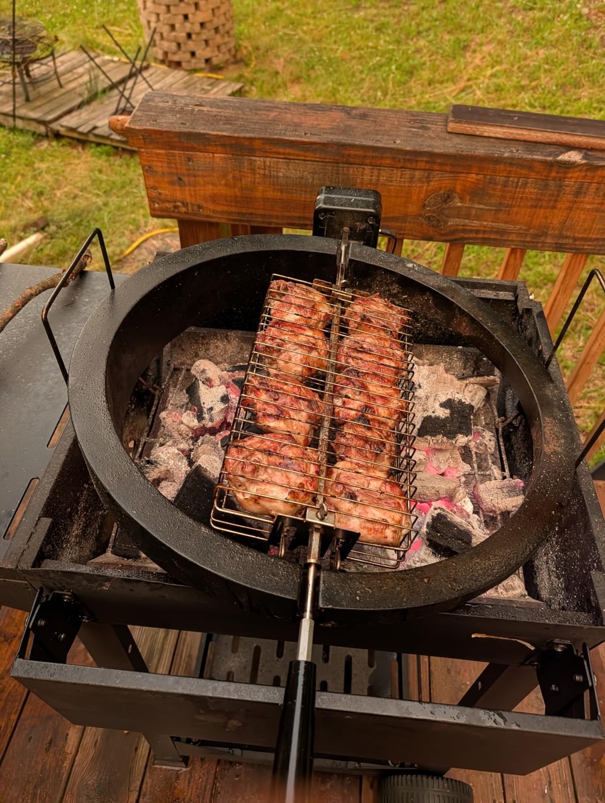 Rotisserie Accessory Attachment for Large Big Green Egg & Kamado Joe 18-inch Classic Joe, Complete Grill Accessory with 120V Motor, Stainless Steel Rotisserie Rod & Forks, Heavy Duty Iron Frame customer photo 1