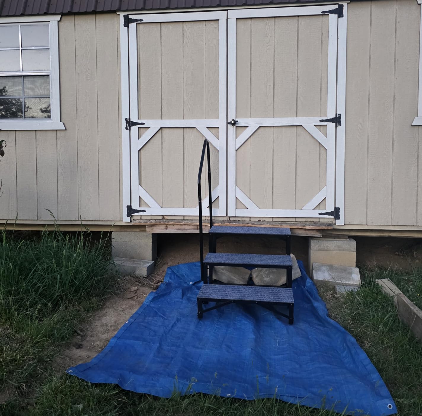VEVOR RV Steps with Handrail, 3 Steps, 660 lbs Load Capacity, Heavy Duty Outdoor RV Stairs with Non-Slip Mat for Elderly and Pets, Portable Stairs for Hot Tub, Camper, Mobile Home, Porch, Pool, SPA customer photo 1