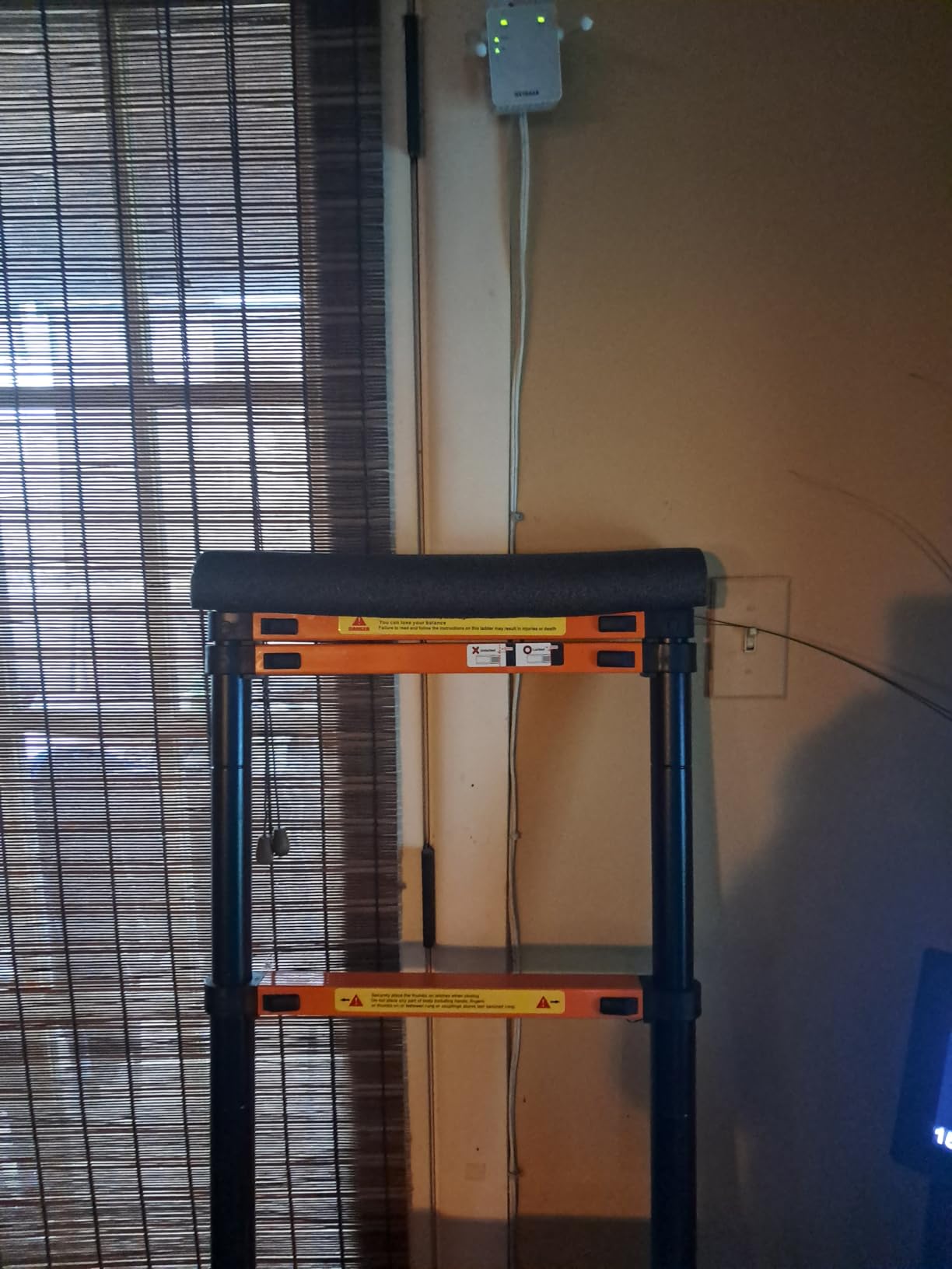 Telescoping Ladder A Frame 16.5Ft with Stabilizer Bar, Black+Orange customer photo 1