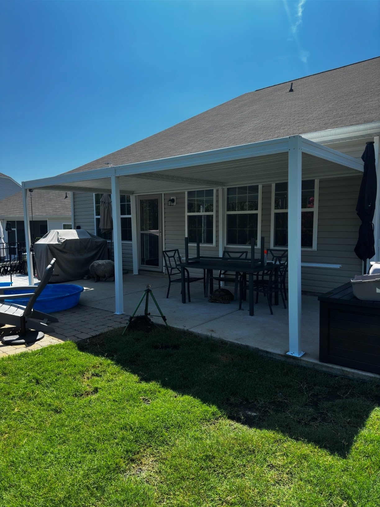 Domi Louvered Pergola 10x12, Outdoor Metal Pergola, Espresso Brown customer photo 1