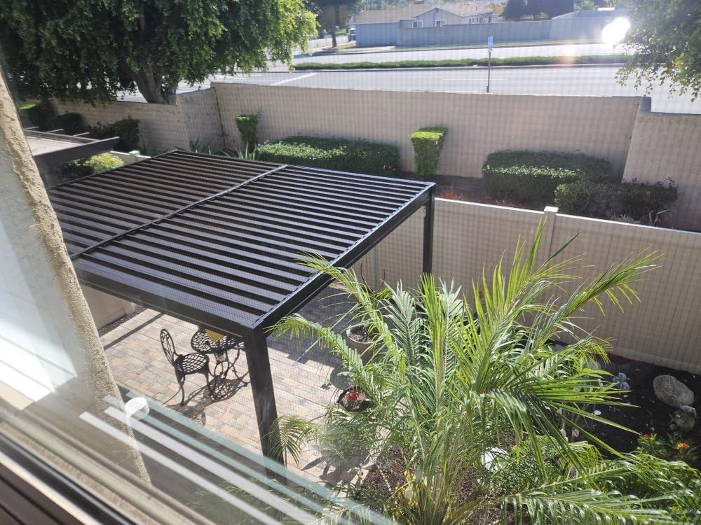 Domi Louvered Pergola 10x12, Outdoor Metal Pergola, Espresso Brown customer photo 2