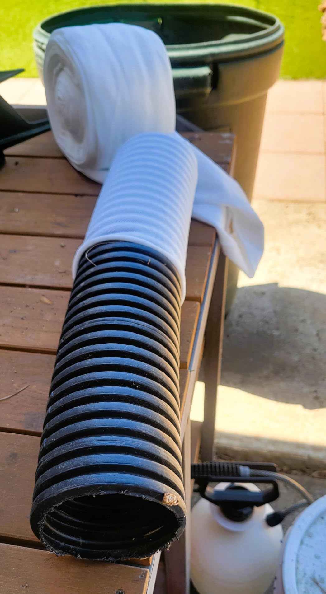 French Drain Fabric 50FT, 4-Inch Drain Sleeve Filter Sock for Perforated Pipes, Polyester Knit Drainage Filter Fabric for French Drains and Landscape Drainage (White) customer photo 2