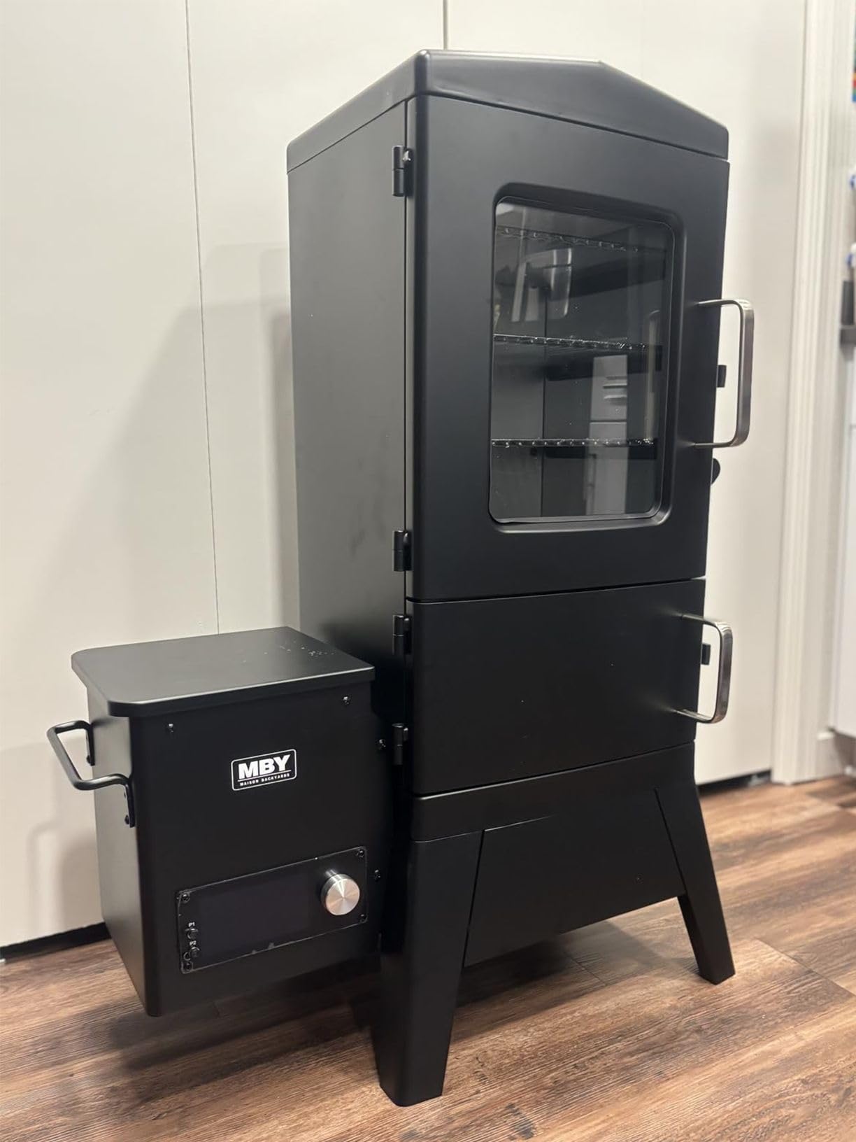 Pellet Smoker with Cover, Electric Wood Pellet Smoker Grill With Meat Probe and Hook, 616 Sq in Cooking Area LED Display Temperature Control, Outdoor Cooking, Patio, Garden Barbecue customer photo 2