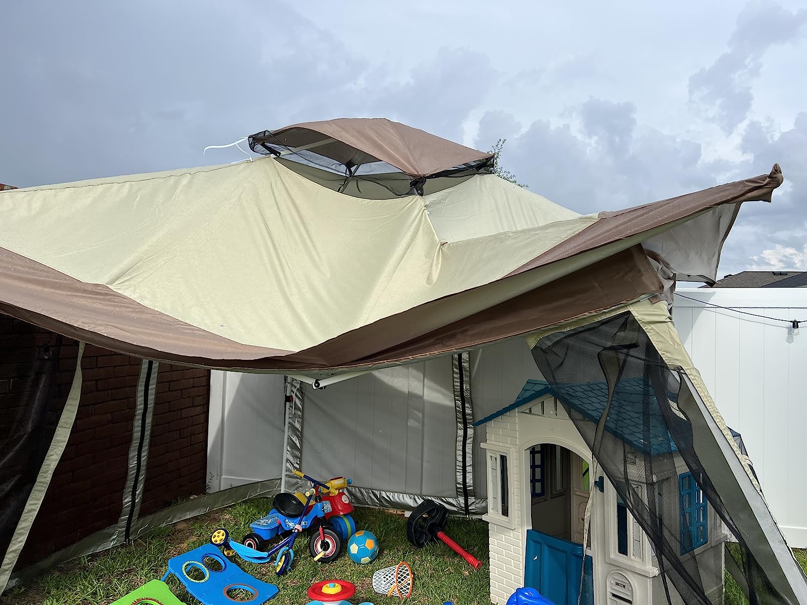 HOTEEL 10x15 Hardtop Gazebo On Clearance with Heavy Duty Galvanized Steel Metal Roof, Patio Hard Top Gazebo with Curtains & Netting,Outdoor Permanent Hot Tub Gazebo Pavillon for Backyard,Deck, Brown customer photo 2