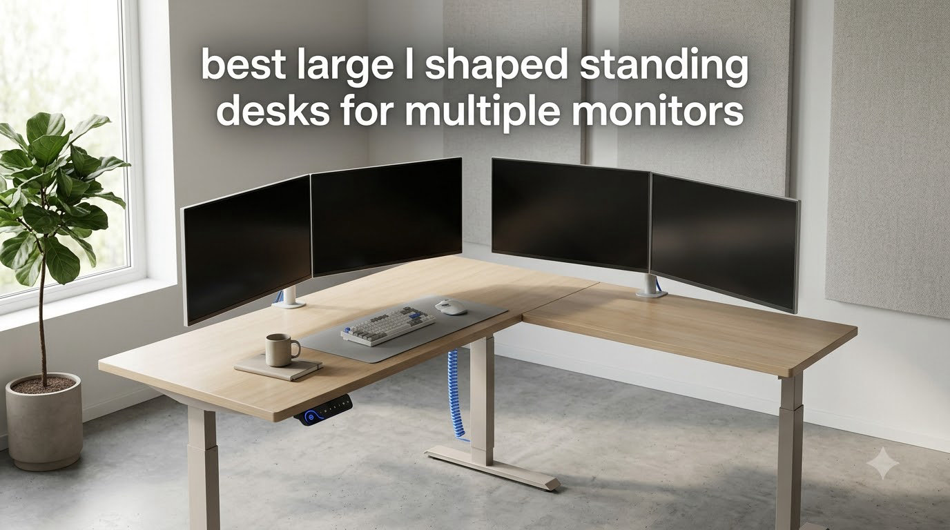 best large l shaped standing desks for multiple monitors