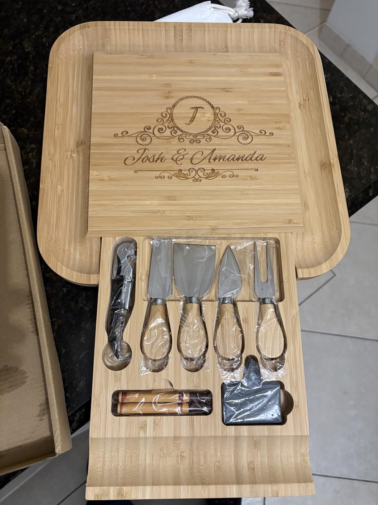 Charcuterie Board Cheese Board Set with Accessories - Bamboo Wooden Serving Tray, Platter - House Warming Gifts New Home, Wedding, Bridal Shower, Anniversary, Housewarming, Birthday Gifts for Women customer photo 1