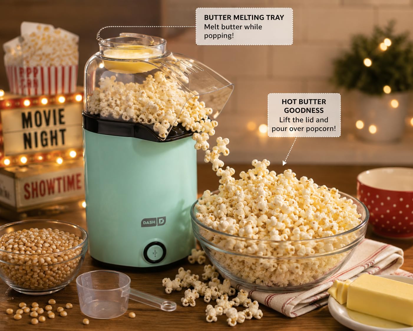 Dash Fresh Pop Popcorn Maker, Electric Hot Air Popper, 16-Cup, White customer photo 1