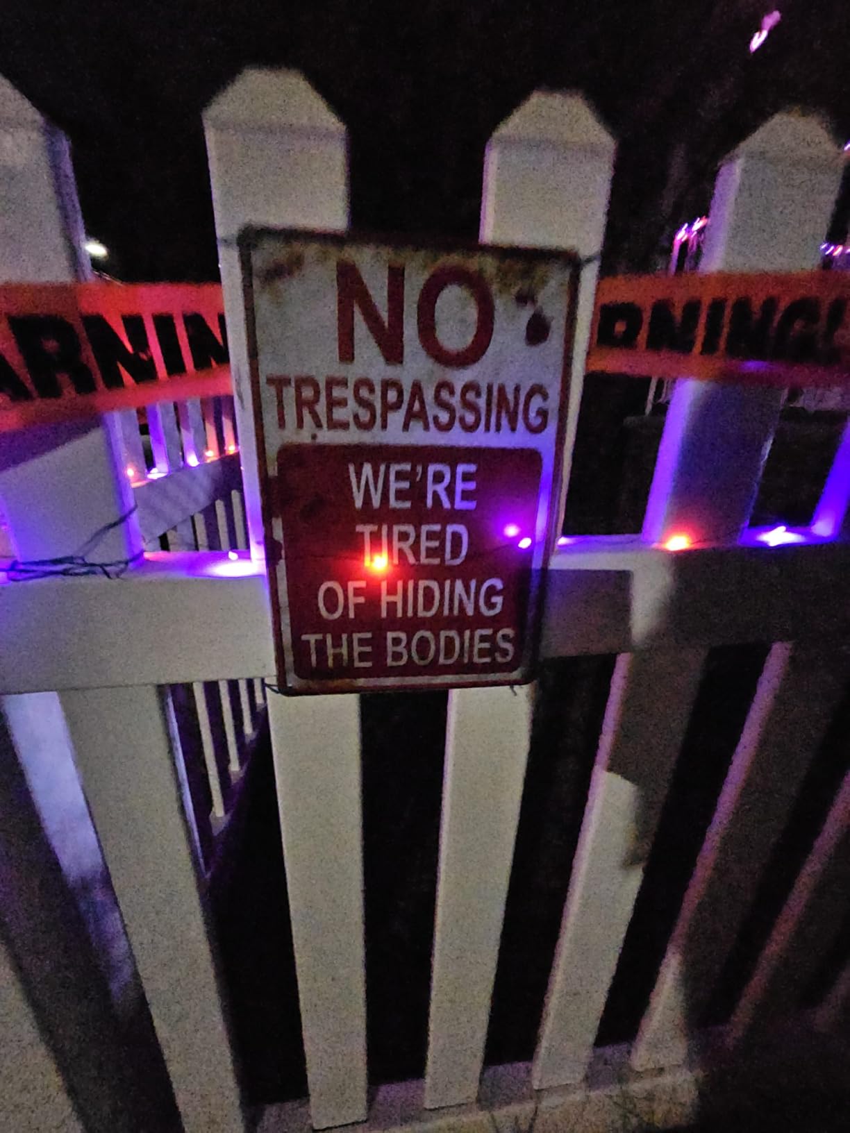 Halloween Decoration Halloween Signs Retro Fashion chic Funny Metal Tin Sign No Trespassing We're Tired of Hiding The Bodies. customer photo 1