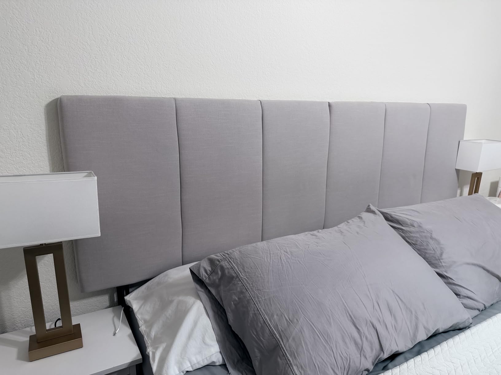 HAOBO Home Upholstered Headboard Foldable King Size Headboards Eastern King/California King Linen Panel with Height Adjustments customer photo 1