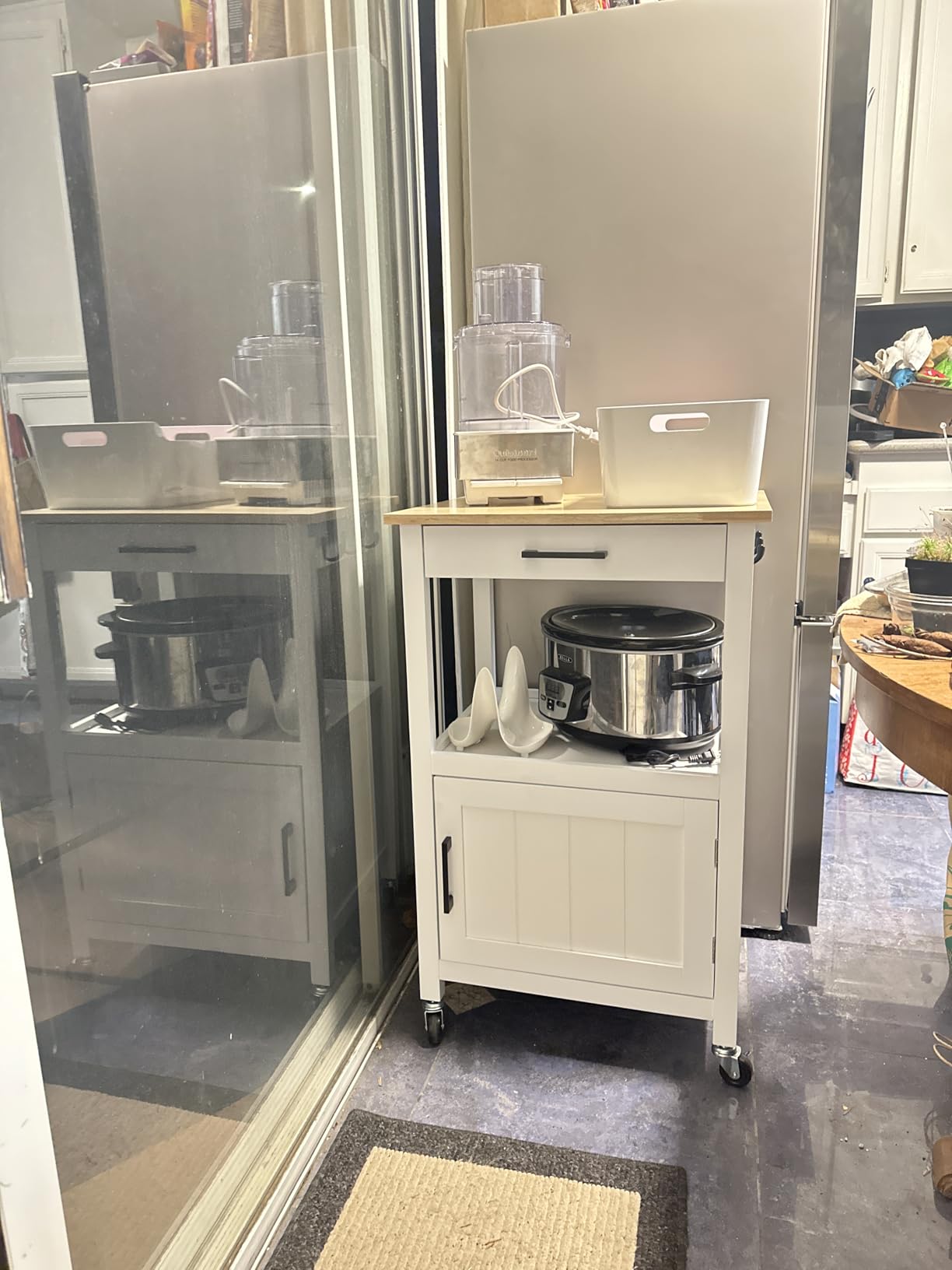 Yaheetech Rolling Kitchen Island Cart with Storage, 2 Tier, Wood Top, White customer photo 1