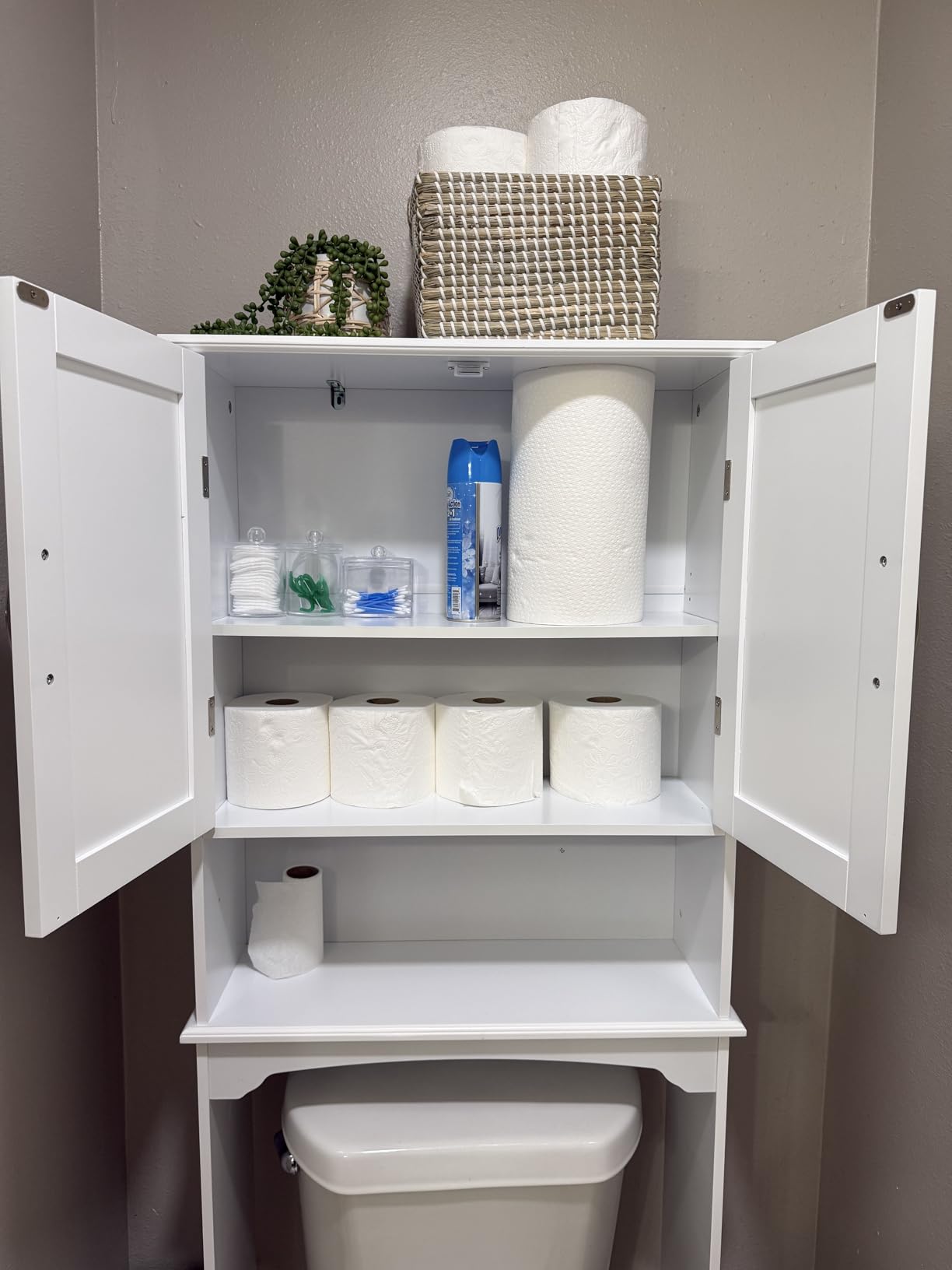 Yaheetech Over the Toilet Storage Cabinet, Bathroom Organizer, Gray, 25″W customer photo 1