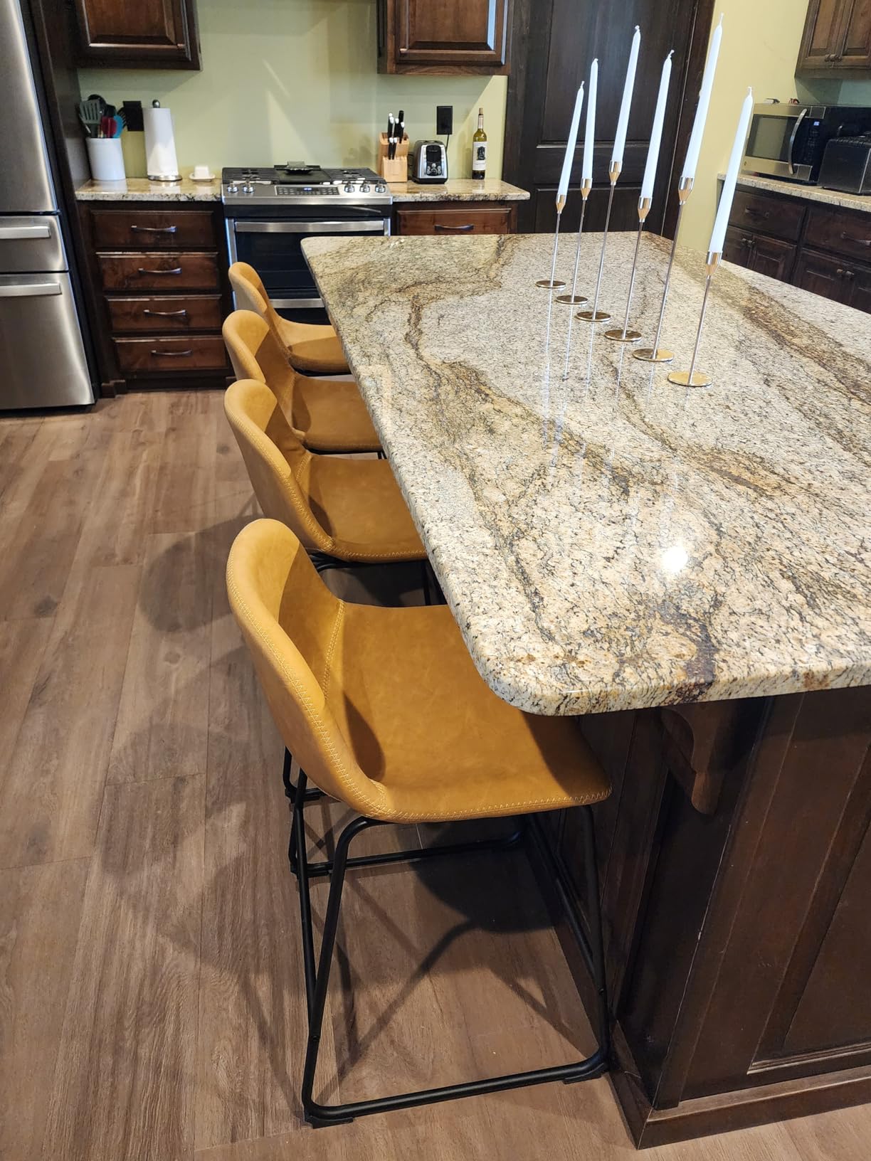 TAVR 24 inch Counter Height Stools Set of 2, Hold up to 500 lbs, Brown customer photo 2