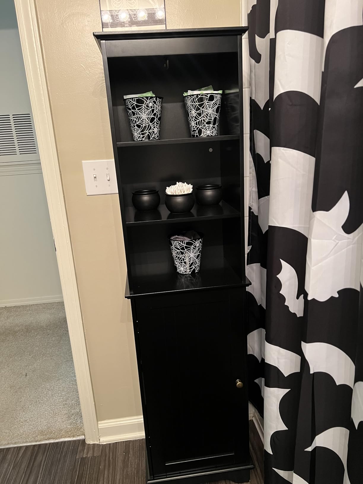 Yaheetech Tall Narrow Bathroom Storage Cabinet with Door and Shelves, White customer photo 1