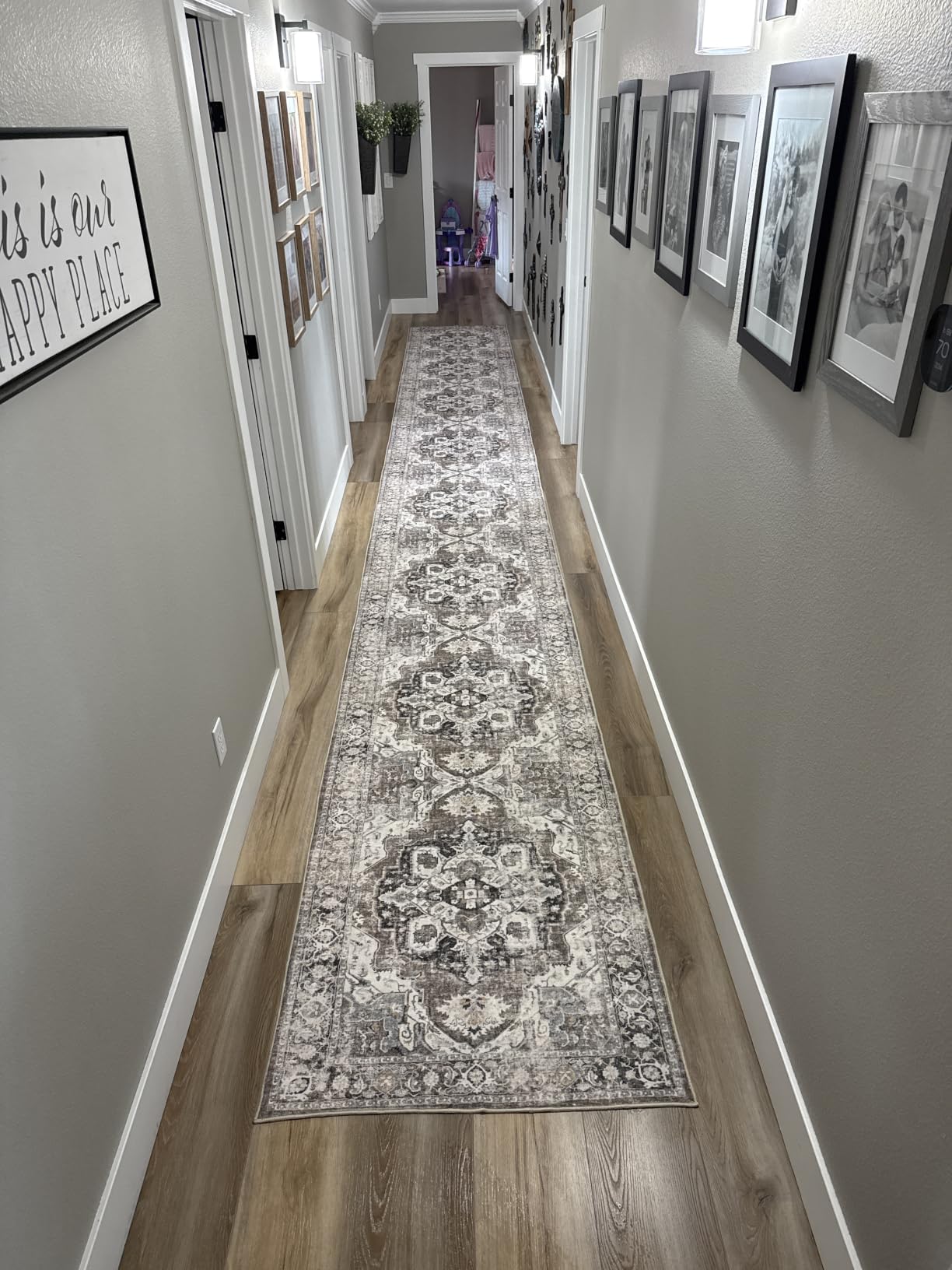 YOUFORTONG 2x12 Runner Rugs for Hallways Soft Kitchen Rug Non Slip Rug Runner with Rubber Backing Washable Non Shedding Farmhouse Runner Rug (Beige/Brown/Grey, 2X12) customer photo 2