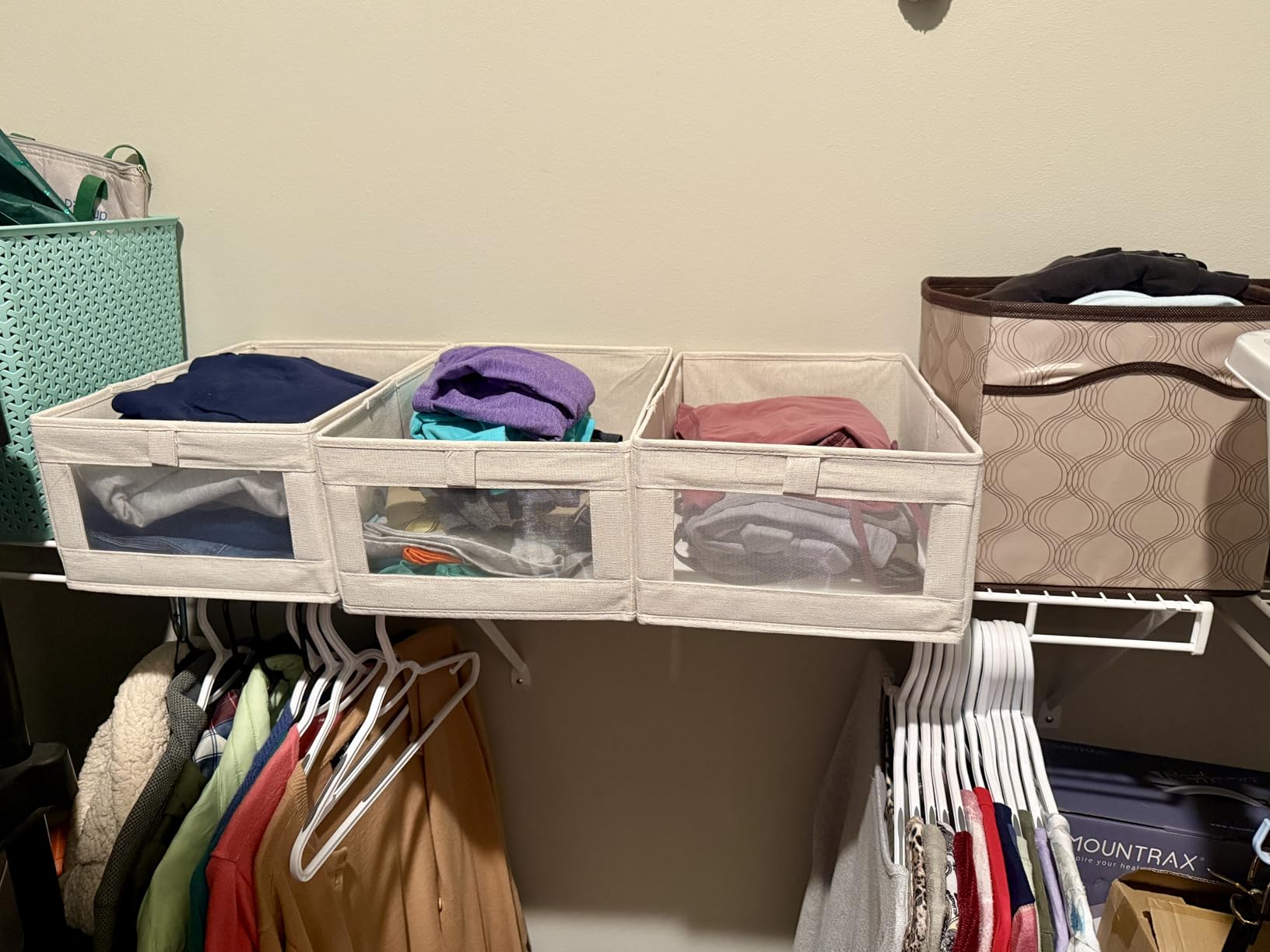 Pradnel Linen Closet Organizers And Storage, 4 Pack Storage Bins Baskets for Organization Foldable Organizer with Clear Window Organizing Clothing, Jeans, Shelves customer photo 1