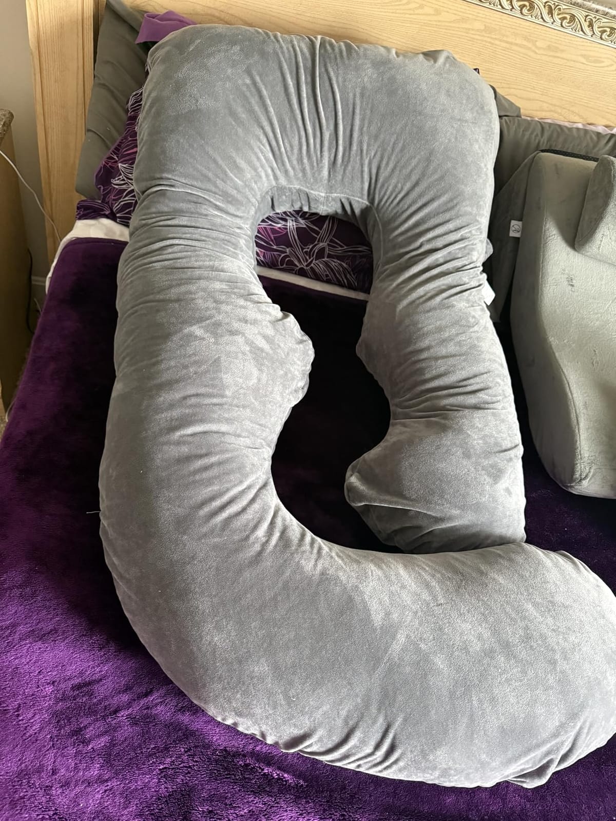 MOON PINE Pregnancy Pillow, U Shaped Full Body Pillow for Maternity Support, Sleeping Pillow with Cover for Pregnant Women (Dark Grey) customer photo 1