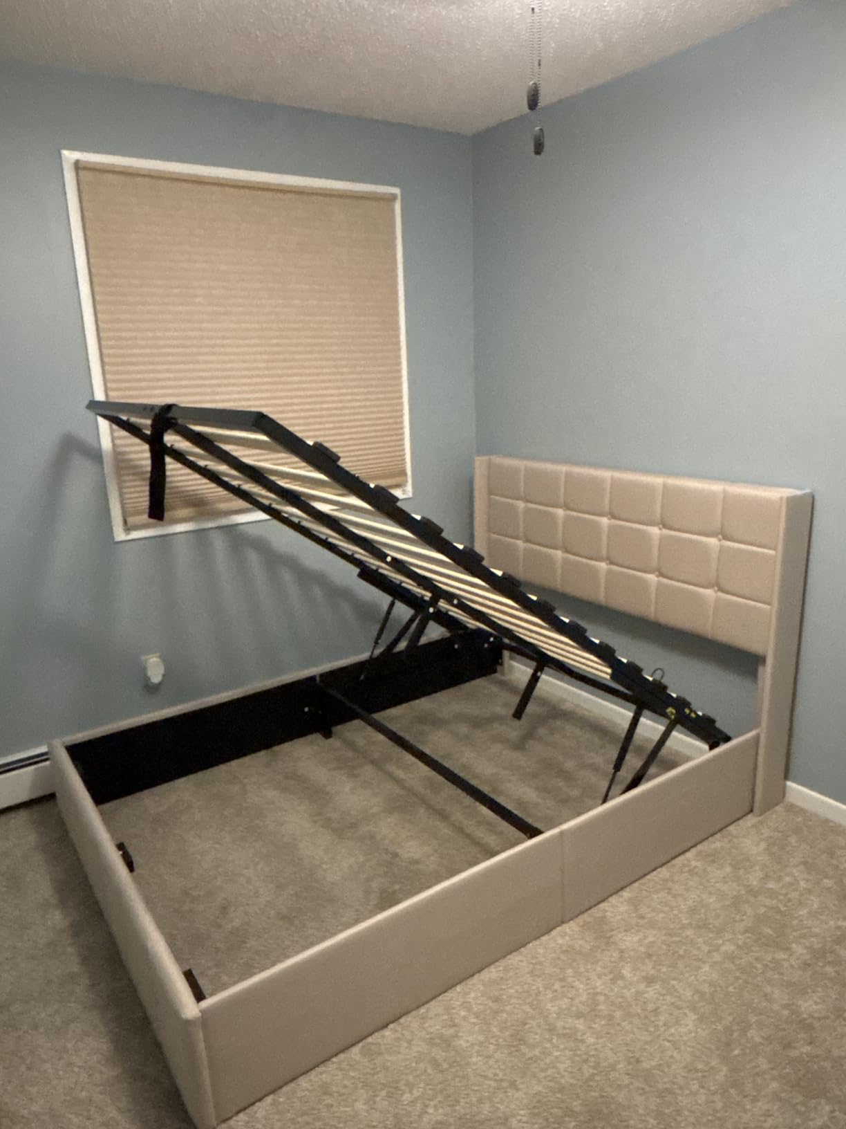 Gizoon Full Lift Up Storage Bed with Storage, Upholstered Platform Bed Frame with Modern Wingback Headboard, Woodern Slats Support,Hydraulic Support, No Box Spring Needed, Dark Grey customer photo 1