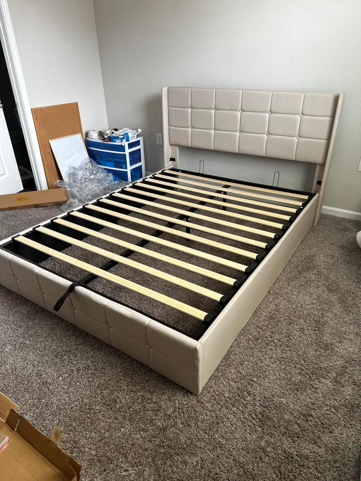 Gizoon Full Lift Up Storage Bed with Storage, Upholstered Platform Bed Frame with Modern Wingback Headboard, Woodern Slats Support,Hydraulic Support, No Box Spring Needed, Dark Grey customer photo 2