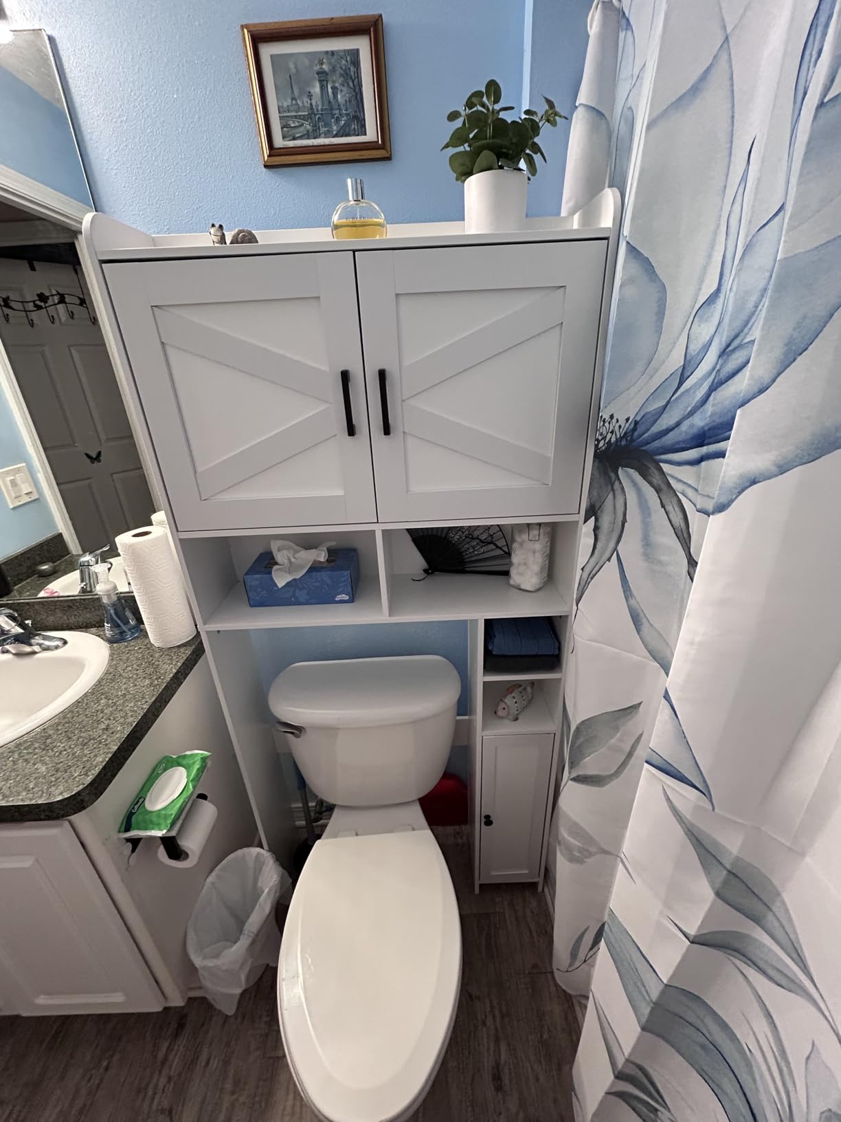 Homhedy Wooden Over The Toilet Storage Cabinet with Barn Door customer photo 1