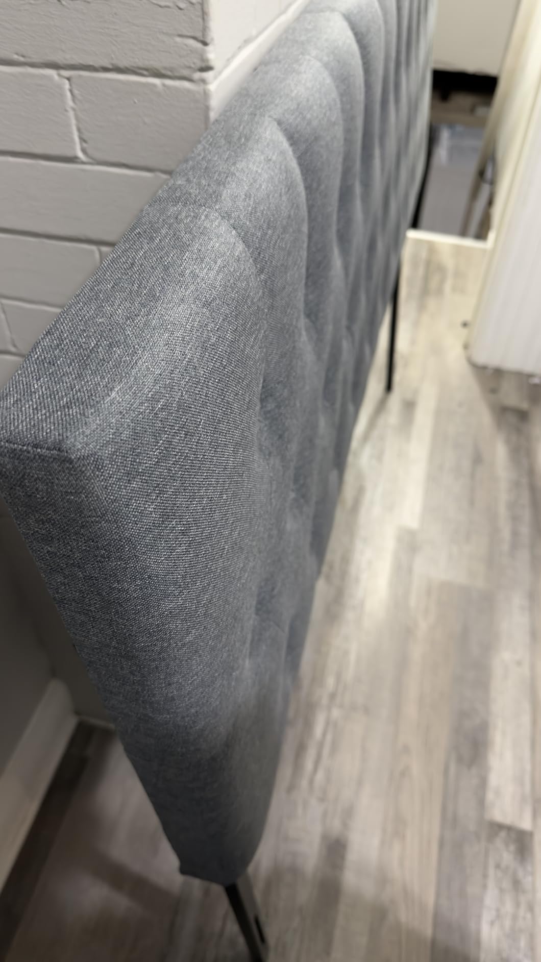 Tufted Upholstered Headboard King Size, Adjustable Height 37- 51 in, Gray customer photo 2