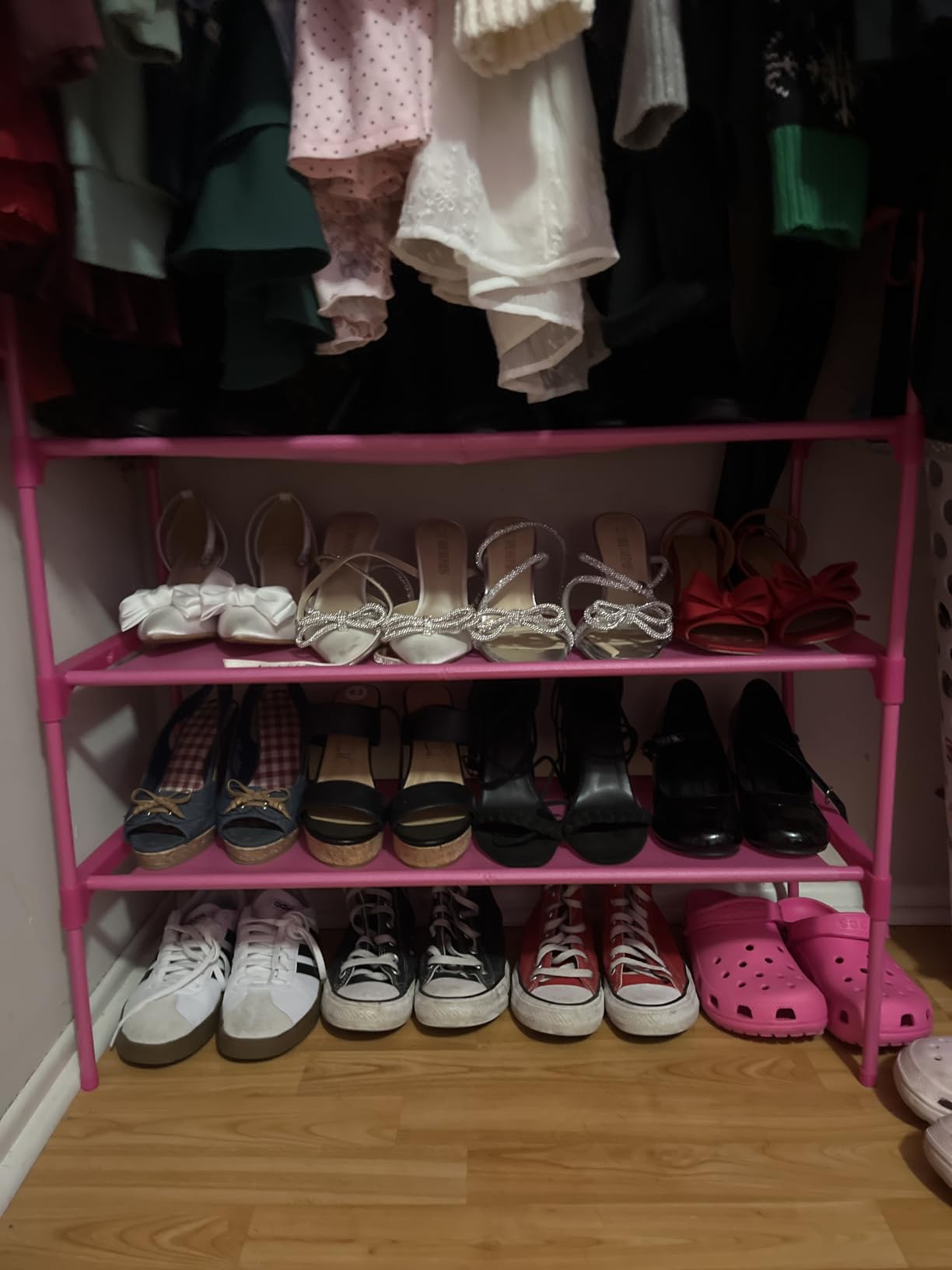 LANTEFUL 3 Tier Shoe Rack for Closet, Shoe Organizer with 5 Hooks, Long Shoe Shelf Storage for Sneaker and Boot Stackable Free Standing Shoe Rack for Entryway, Garage, Small Spaces, Dorm customer photo 1