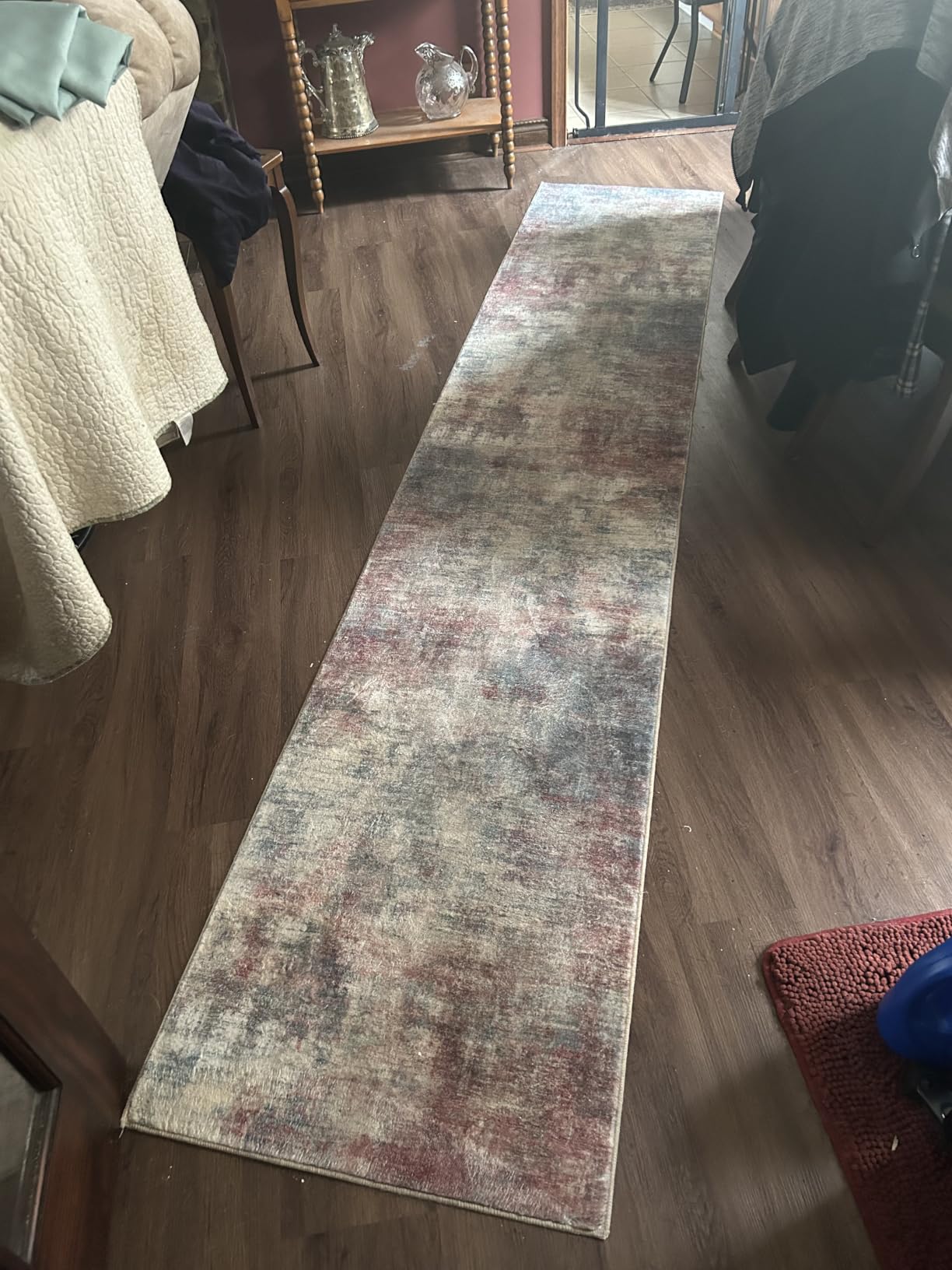 IOHOUZE Abstract Runner Rug 2x6 Ft Washable Runners for Hallways, Non Slip Kitchen Runner Printed Faux Wool Entryway Runner Indoor, Modern Abstract Floor Carpet for Hall Kitchen Bedroom, Grey Beige customer photo 2