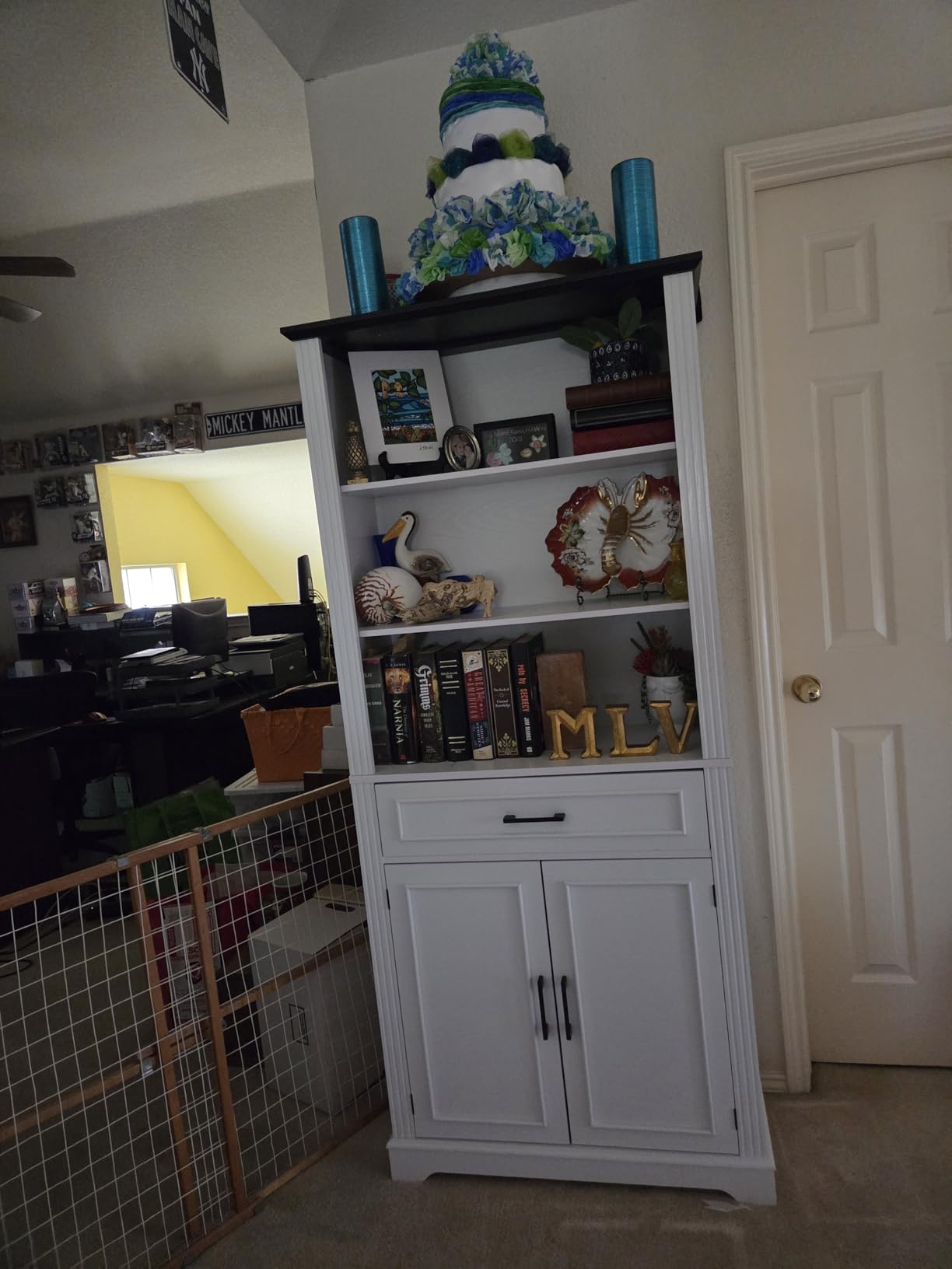 SEDETA Farmhouse Bookshelves and Bookcases with Doors, Drawer, White customer photo 1