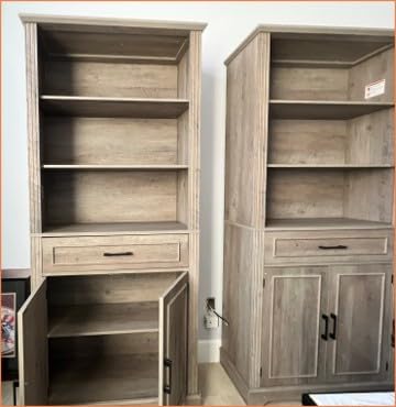 SEDETA Farmhouse Bookshelves and Bookcases with Doors, Drawer, White customer photo 2