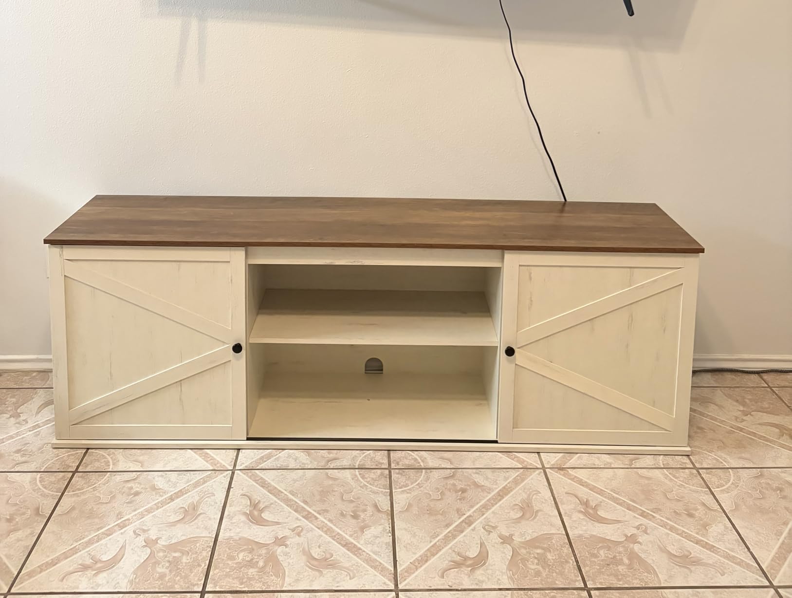 VASAGLE Farmhouse TV Stand for 80'' TV, Media Console, Sliding Barn Doors customer photo 2