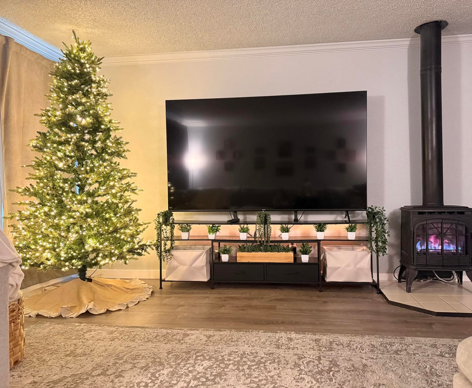 Huuger 71 Inch LED TV Stand with Power Outlets for 75 80 Inch TV customer photo 2